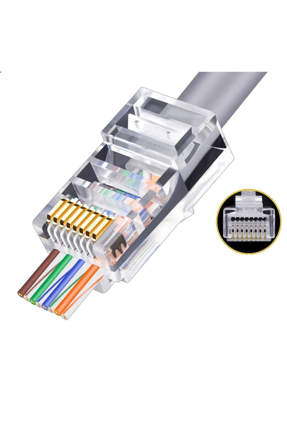 KYNC Ez Rj45 Cat6 Yeni Nesil Delikli Jack Konnektör 100 Adet