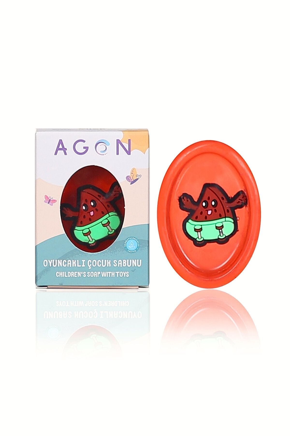 صابون دست ساز بچه گانه عصاره توت فرنگی با اسباب بازی Agon