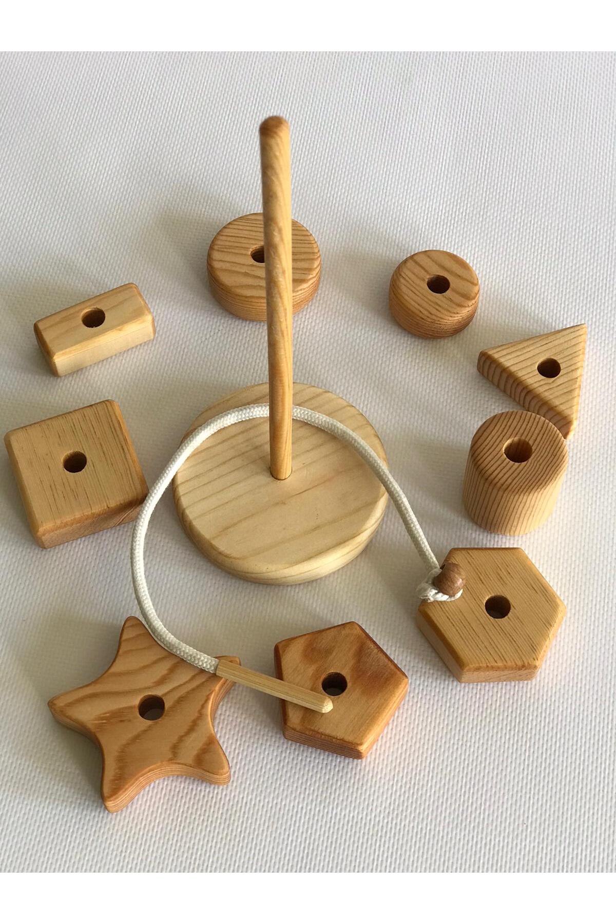 OZZANİ WOOD İp Geçirme Oyuncağı Zeka Beceri Motor Gelişimi Mentessori Oyunu Ahşap Geometrik Şekiller fotoğrafı 5 (önizleme)