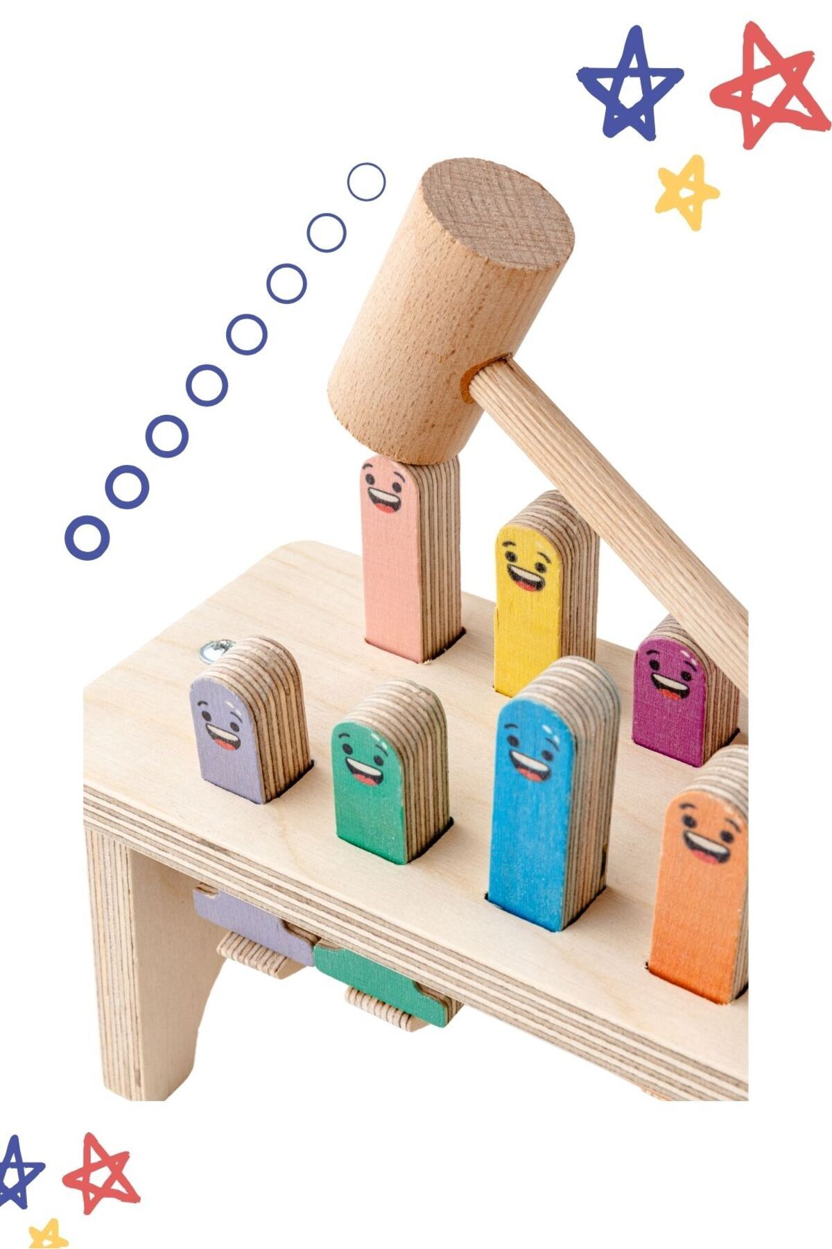 Hopiers Hareketli Ahşap Çak-Çak Oyunu/1+ Yaş/Montessori Eğitici ve Öğretici Çocuk Oyuncağı/Güvenli,Eğlenceli fotoğrafı 5 (önizleme)