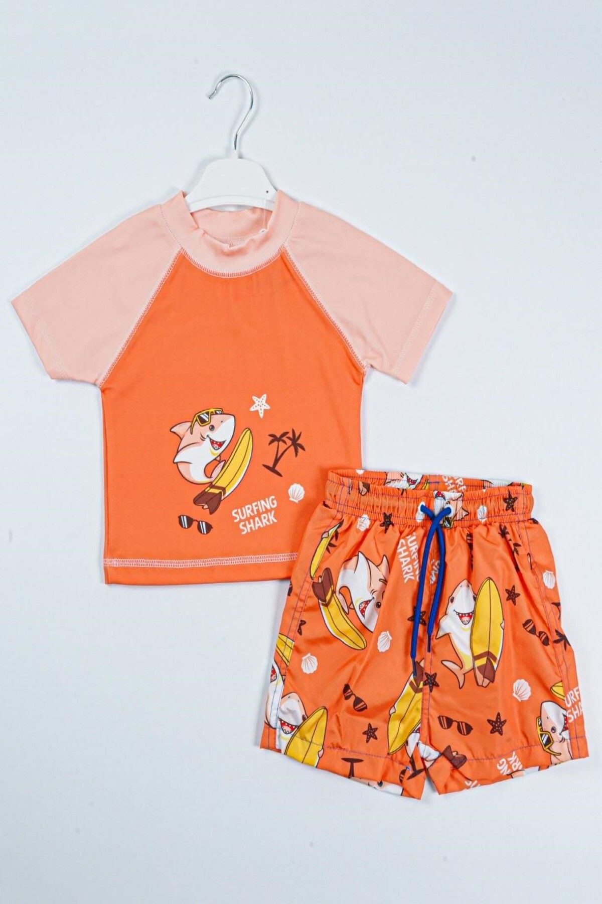 PODİUM GİYİM Noul Sezon Surfing Shark Țesătură De Scufundări Din Două Piese Imprimată -protecție Uv- Cu Shorts-costume De Bărbați Masculin - 4 years