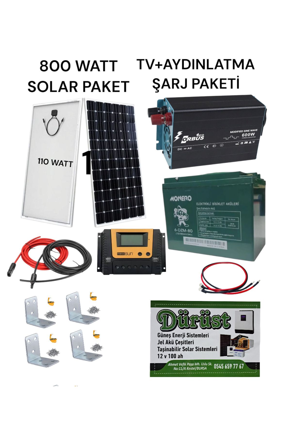 Dürüst TV AYDINLATMA VE ŞARJ PAKETİ SOLAR SİSTEM