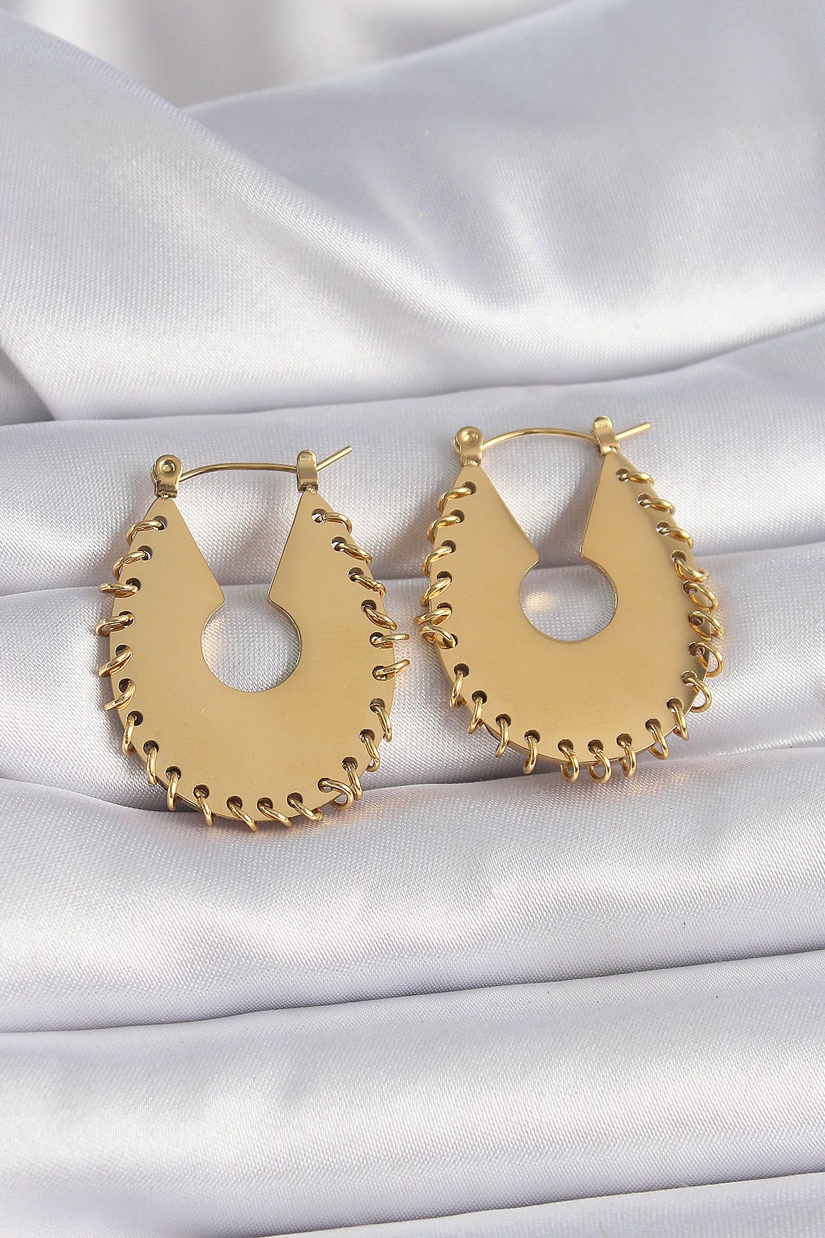 utku soydan 316L Çelik Gold Renk Kadın Küpe - TJ-BKP9574