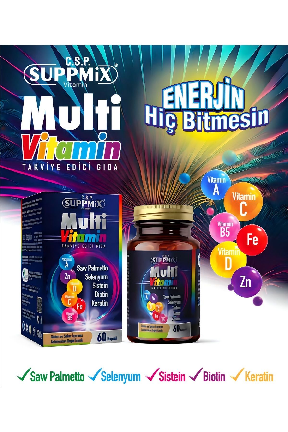 suppmix-Saw Palmetto Zinc Selenium Multivitamin 60 Tablets 1