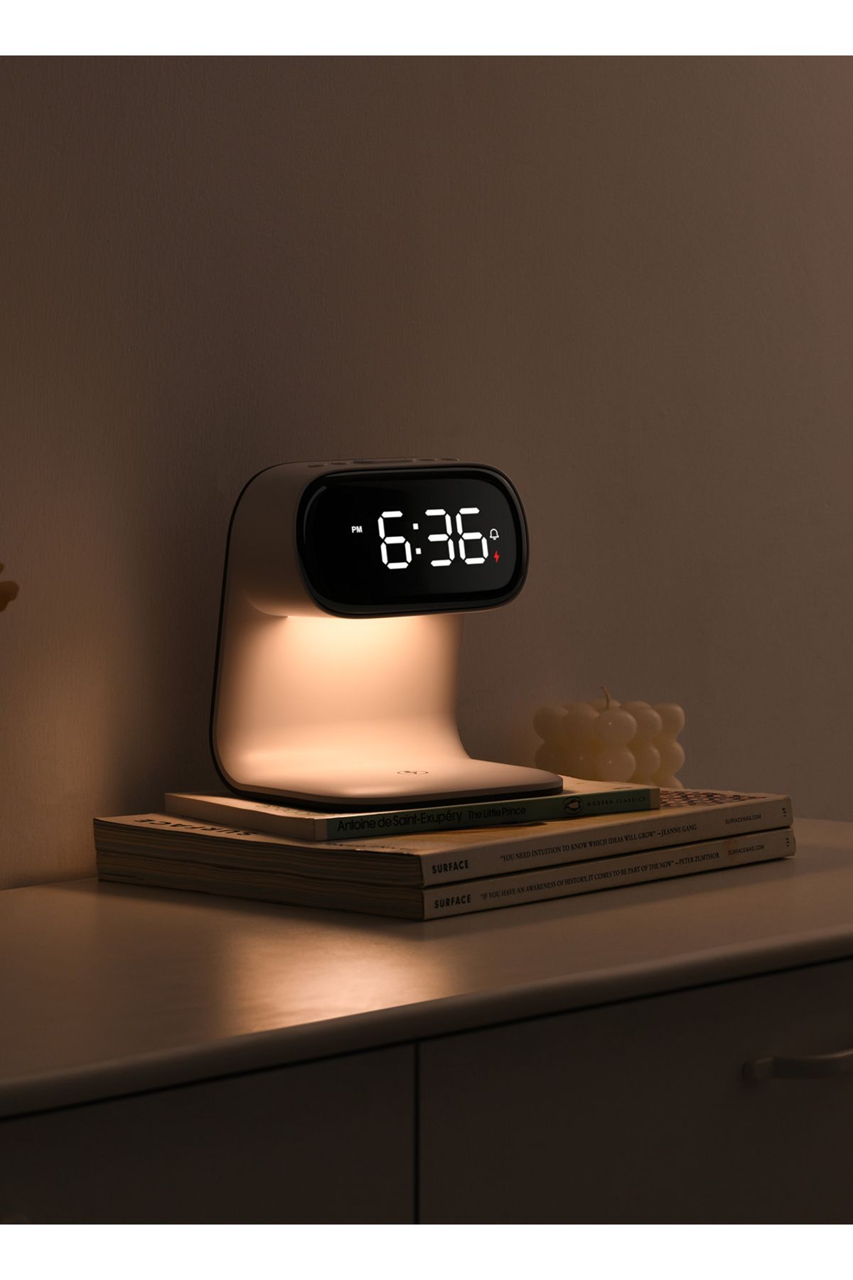 sharpdo-LED Multi-Function 3-In-2 Night Light Alarm Clock with Wireless Charging 7