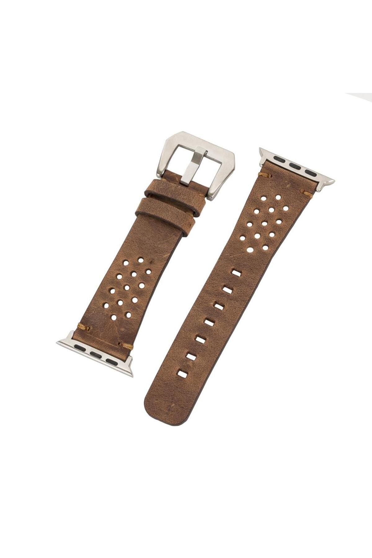 ساعت هوشمند VIGO SPORT BUCKLE APPLE مچی چرمی KORDON 42 44MM G2 قهوه bouletta