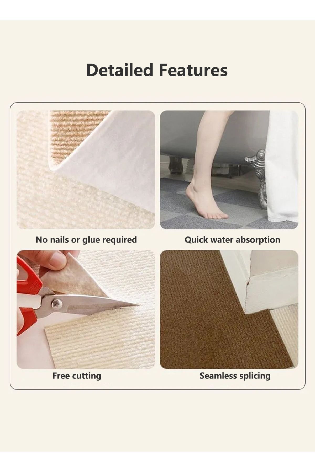 sharpdo-1-Pic of Carpet Tile, Peel And Stick, 40*200cm Non-Slip Self-Adhesive Square Carpet Floor Tile 7