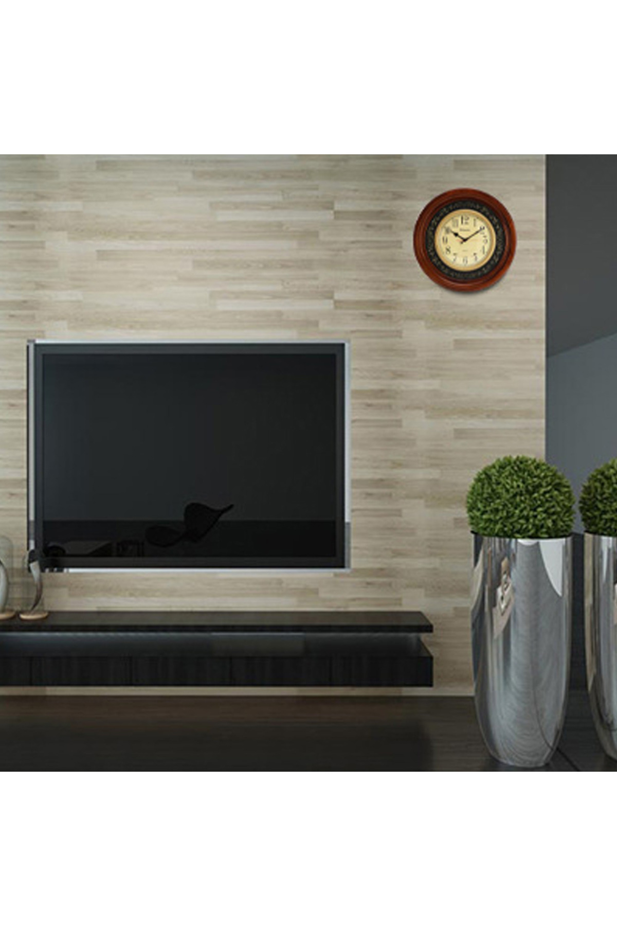 sharpdo-Classical Creative Zero Error Travel Time Mute Round Wooden Frame Wall Clock Advanced Movement 6