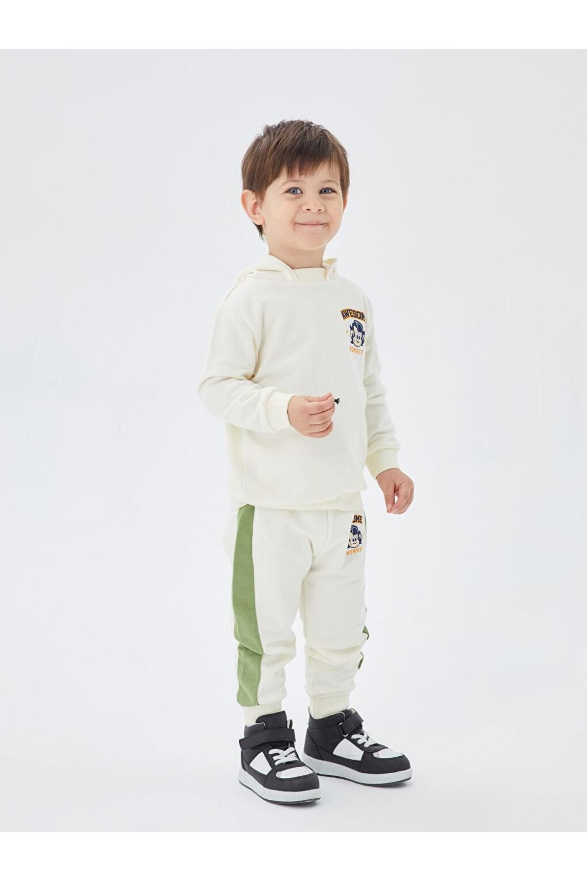 LC Waikiki-Elastic Waist Nostalgic Monkey Printed Baby Boy Tracksuit Bottom (Old) 1