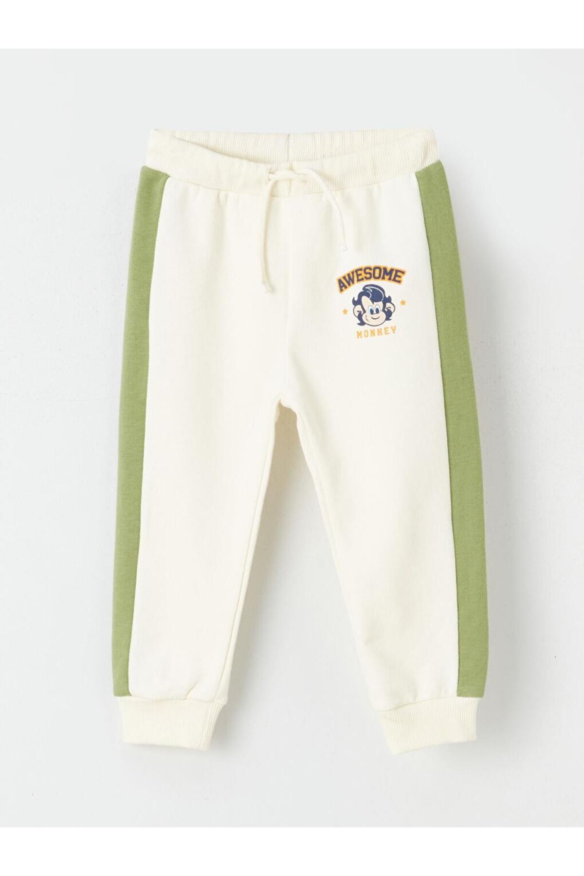 LC Waikiki-Elastic Waist Nostalgic Monkey Printed Baby Boy Tracksuit Bottom (Old) 3
