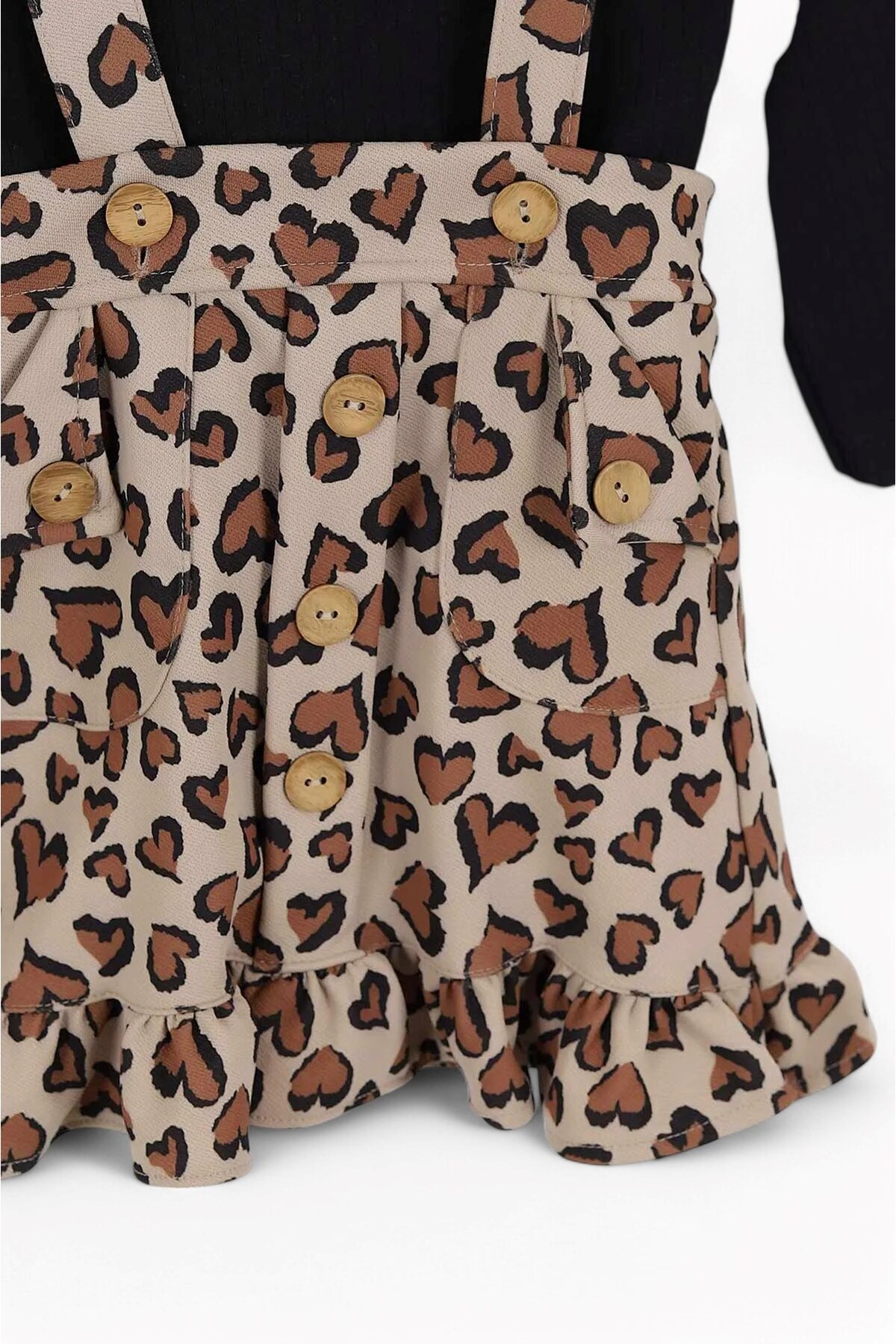 Ege Bebek Kız Çocuk Fitilli Siyah Badili, Leopar Desenli Jile Elbise, 2-3-4-5 Yaş Kız Çocuk Elbisesi fotoğrafı 4 (önizleme)