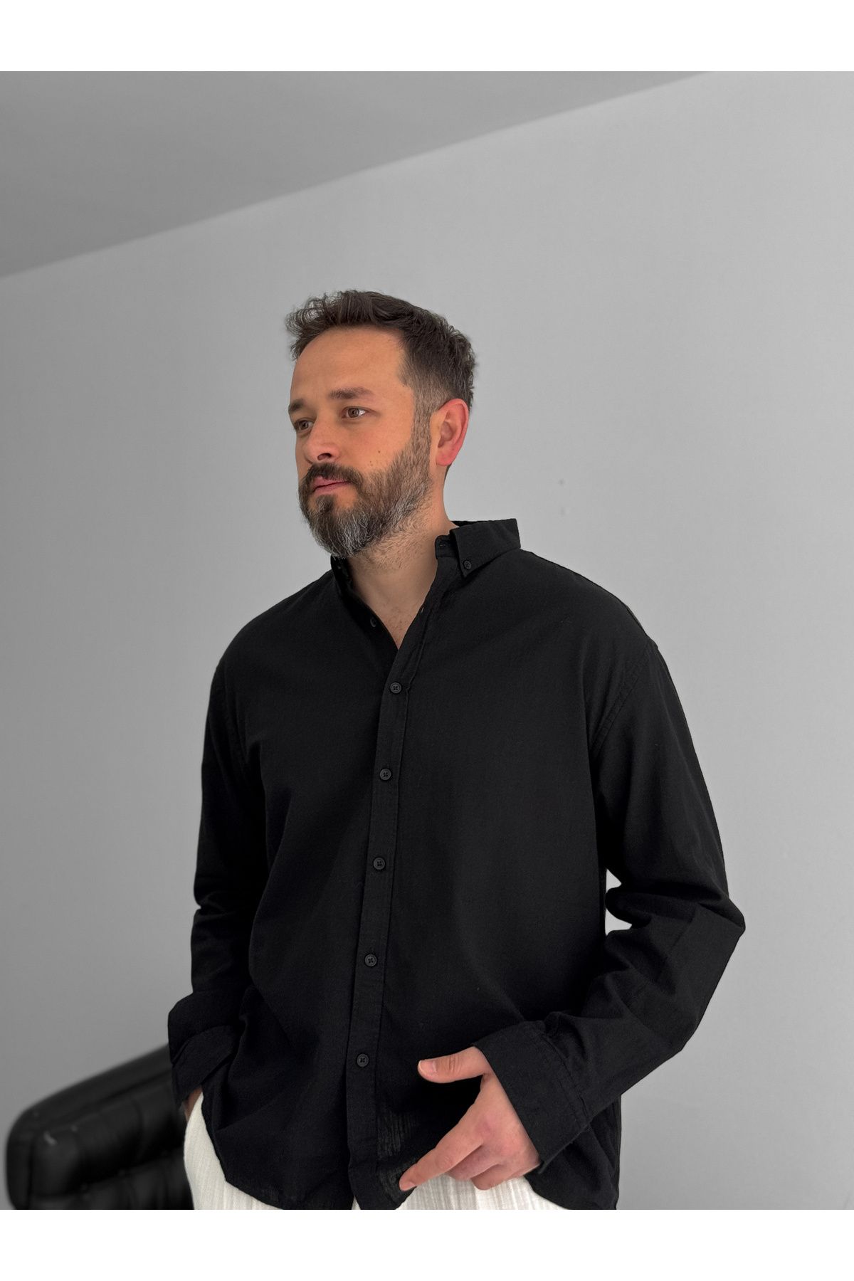 BYBASICMAN-Black Fresh Fabric Basic Shirt G-5138/12 5