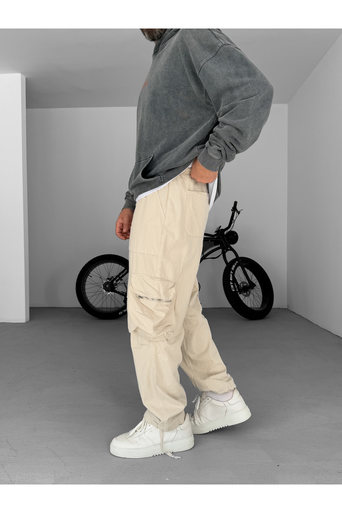 BYBASICMAN-Stone Cargo Pocket Zip Thin Pants B-3023 5