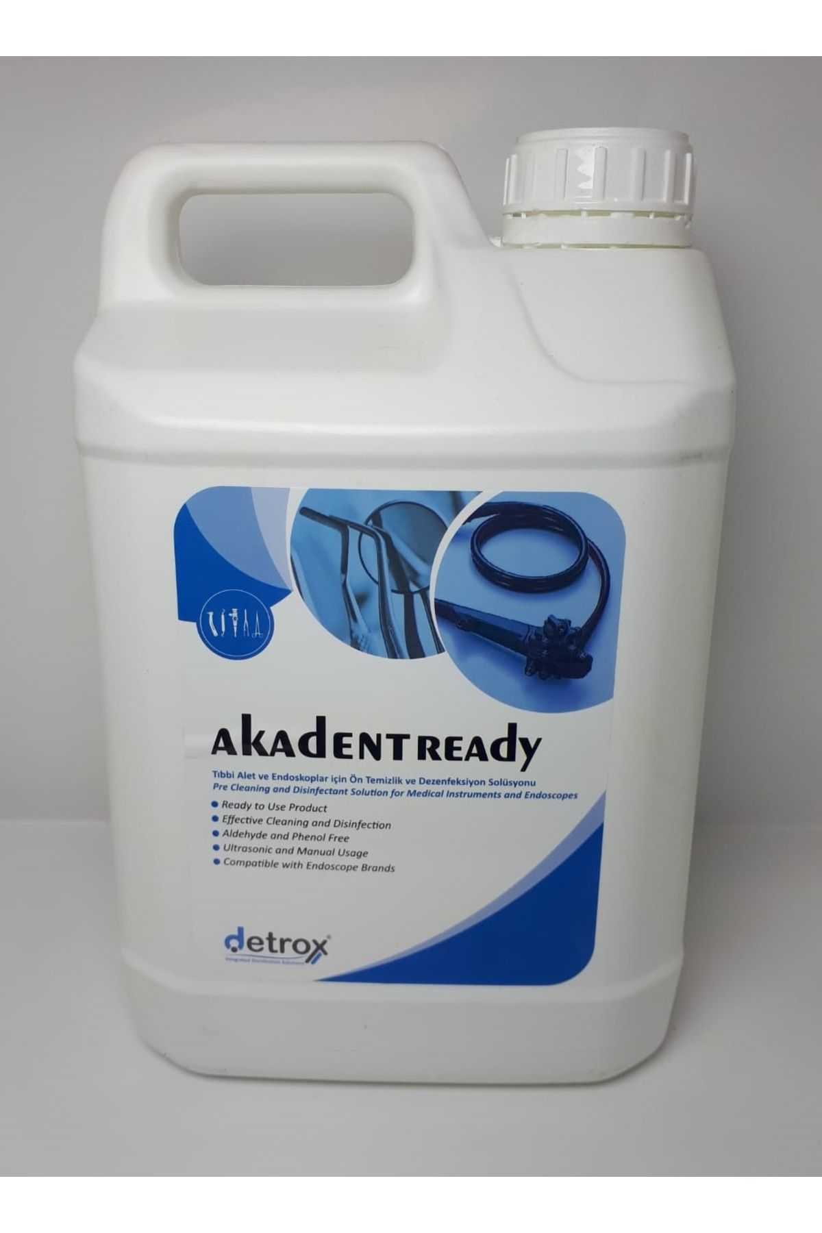 Detrox AKADENT READY Tıbbi Alet ve Endoskoplar İçin Ön Temizlik ve Dezenfeksiyon Solüsyonu 5 LT