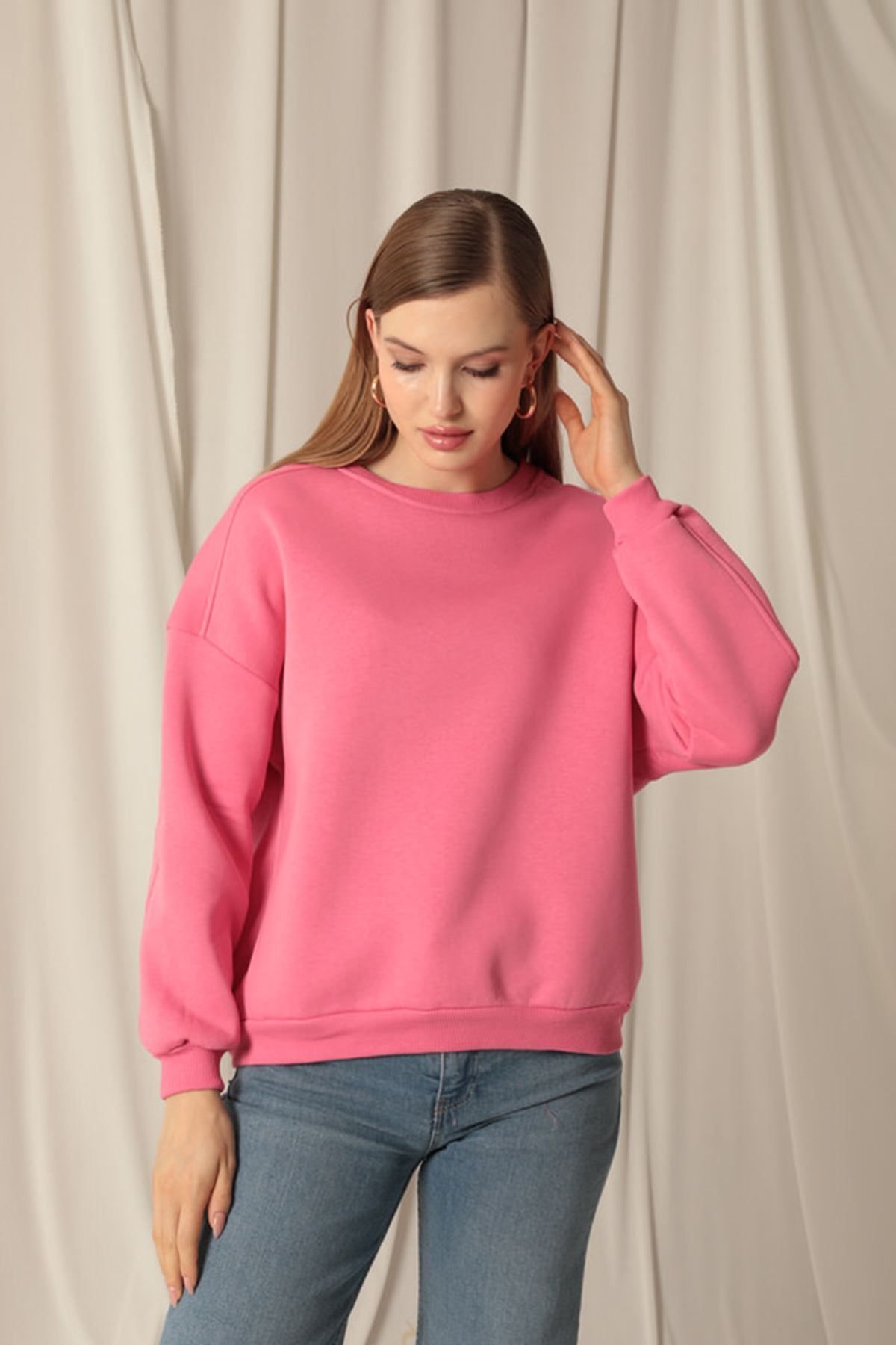 Znd Fashion-Three Thread Zero Collar Grassy Women's Pink Sweat 2