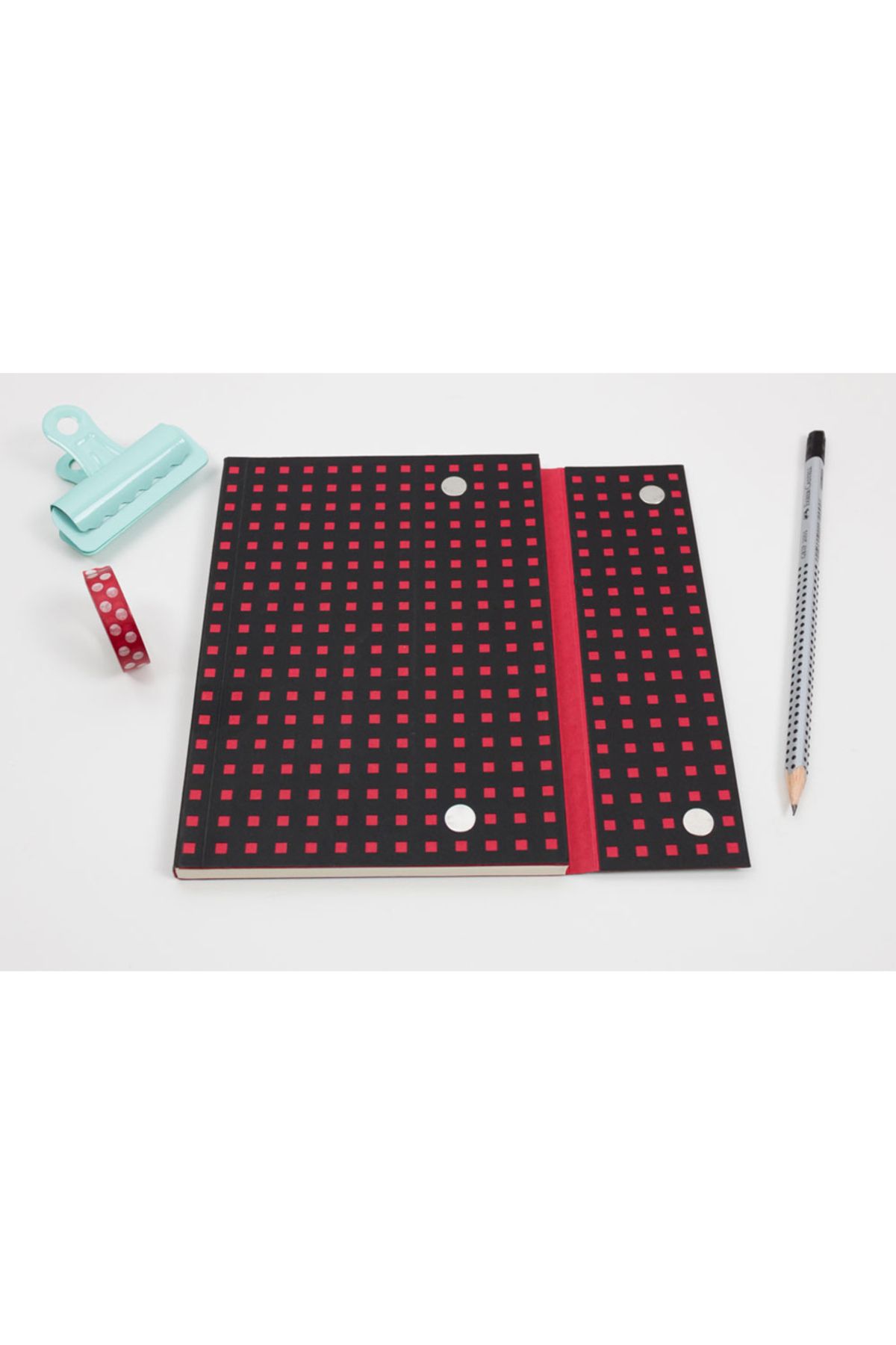 Paper-Oh-Quadro Black on Red B6.5 Lined Wrap Closure 112 Pages 100gsm Notebook (Pack of 2) 7