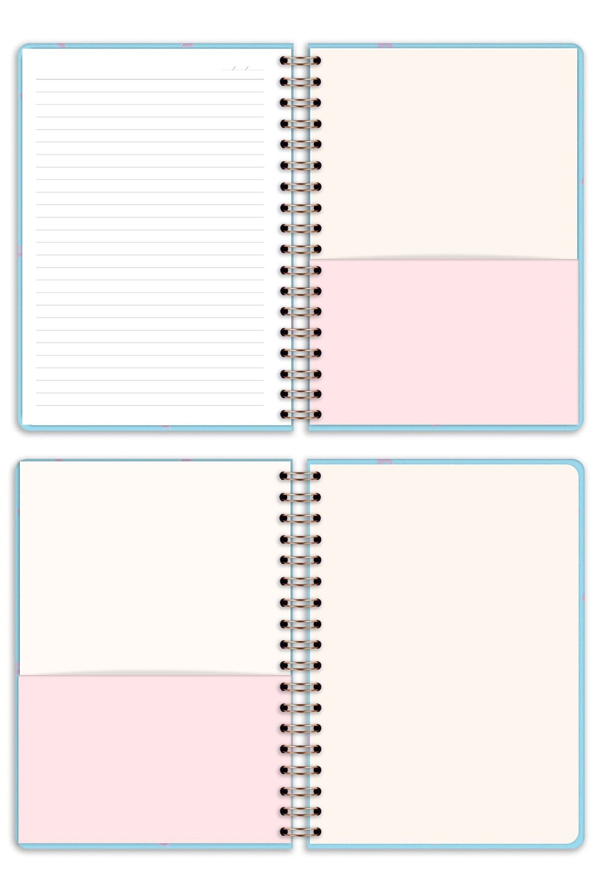 Matt Notebook-A5 15x21 سم - دفتر ملاحظات غير مؤرخ مع خطوط مرنة حلزونية XOXO 7