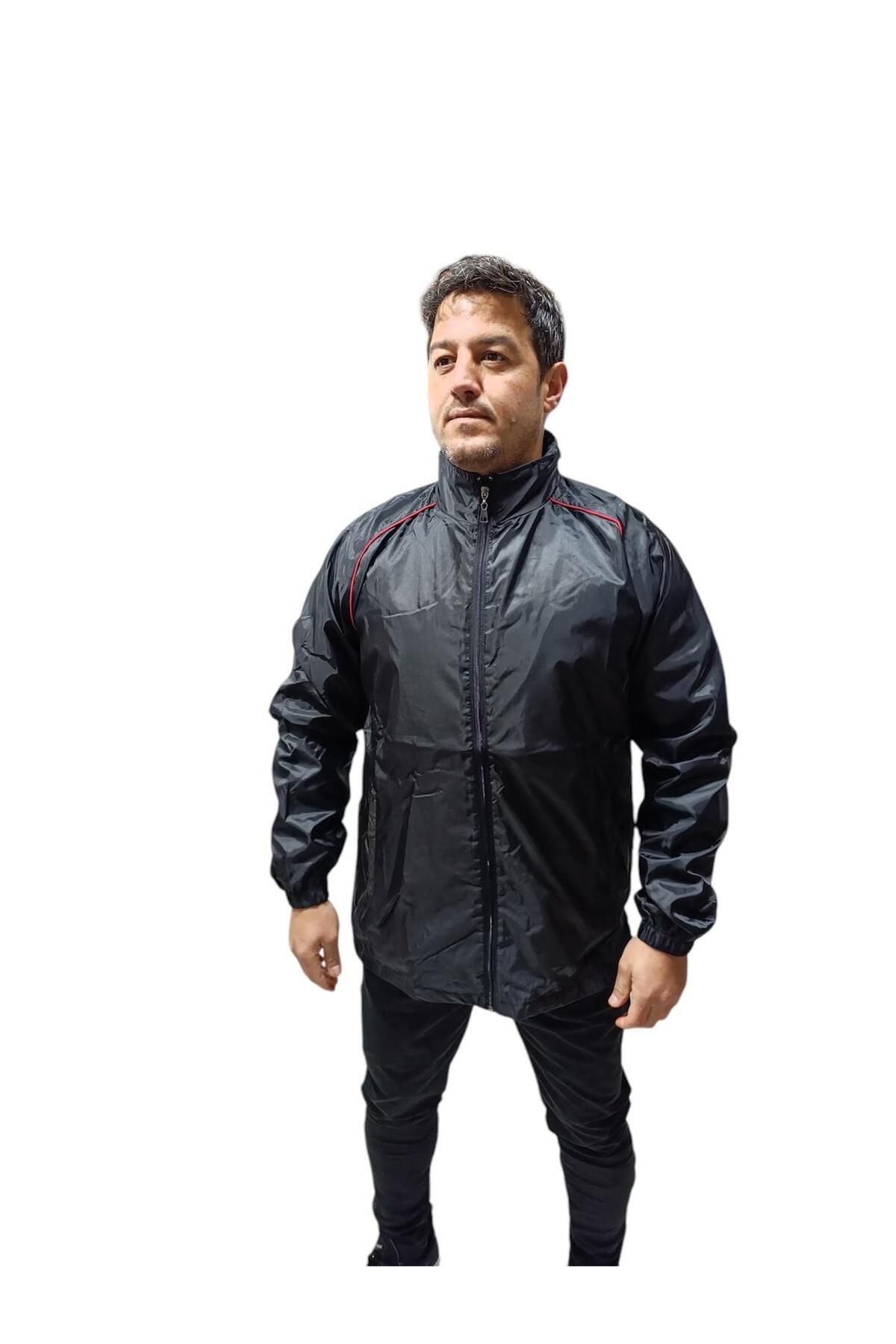 Albayrak Spor Yağmurluk, Antrenman Yağmurluğu, Kapüşonlu Rüzgarlık, Siyah-Kırmızı