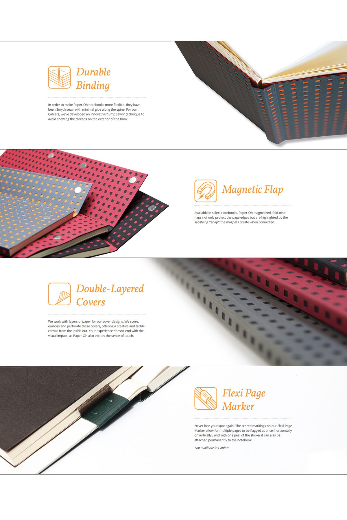Paper-Oh-Circulo Grey on Orange A6 Unlined Wrap Closure 128 Pages 100gsm Notebook (Pack of 2) 4