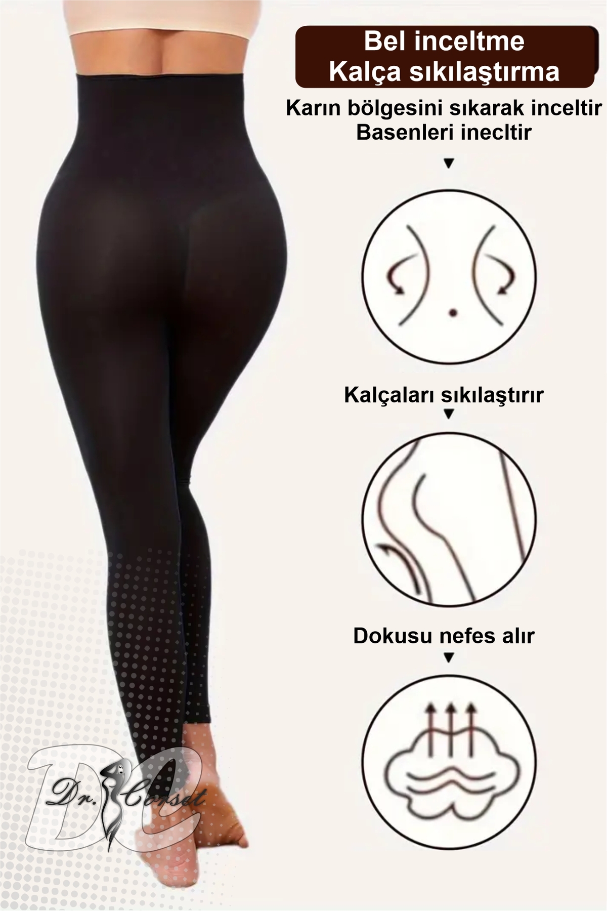 DC Kaydırmaz sikilonlu Korse tayt toparlayıcı sıkılaştırıcı bel göbek bacak 2 bedene kadar inceltici görsel 3