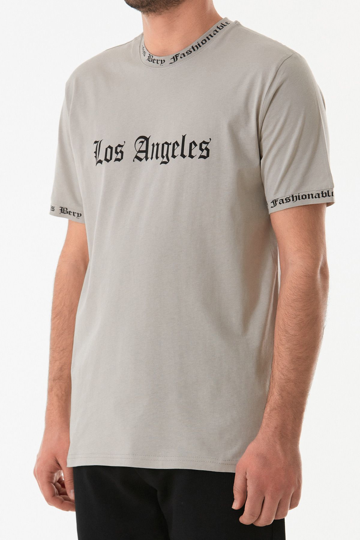 Fulla Moda-Los Angeles Printed Crew Neck T-Shirt 4