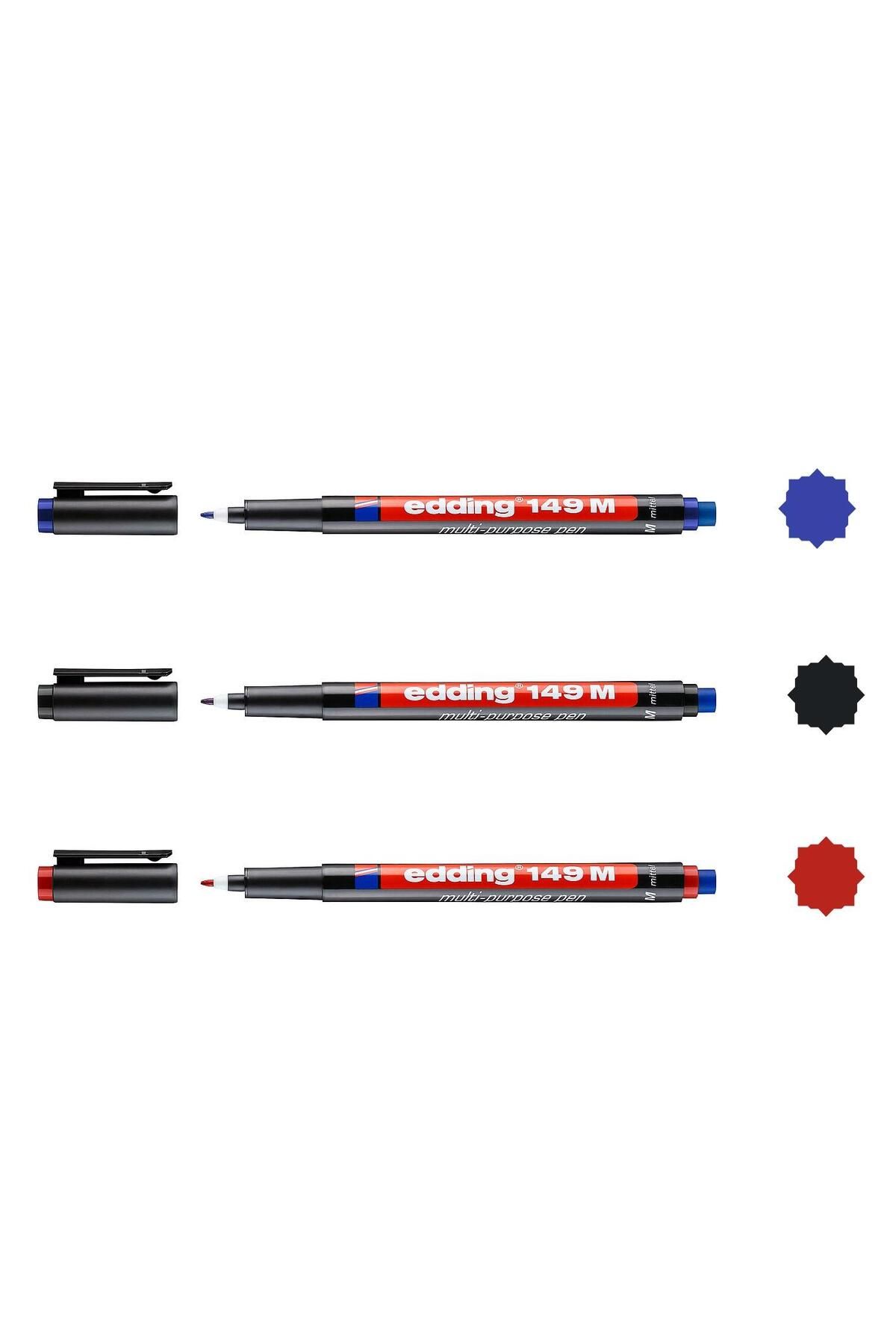 Edding 149 M Permanent Silgili Asetat Kalemi 1.0 mm 3 Renk Set
