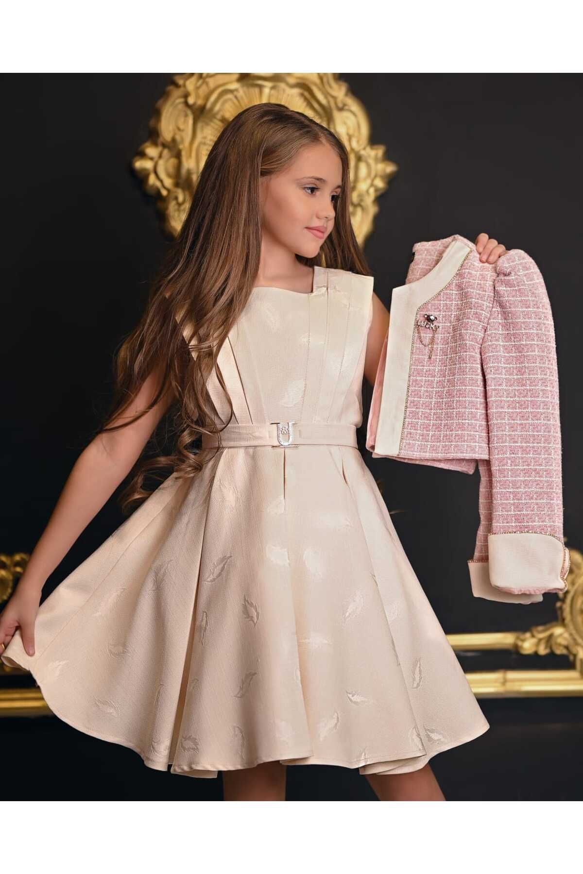 By Feyza Kids Collection-Girl's 3 Piece Dress&Coat&Brooch Elegance's Elegance 4