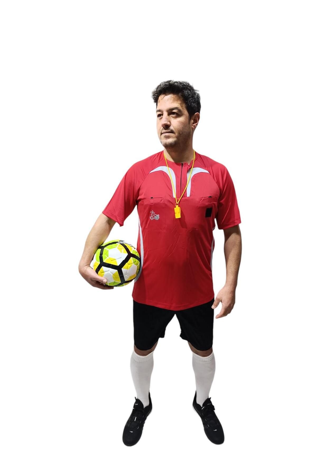 Albayrak Spor Hakem Forması, Reflektör Logolu, Kısa Kollu Tek Üst Forma, Kırmızı