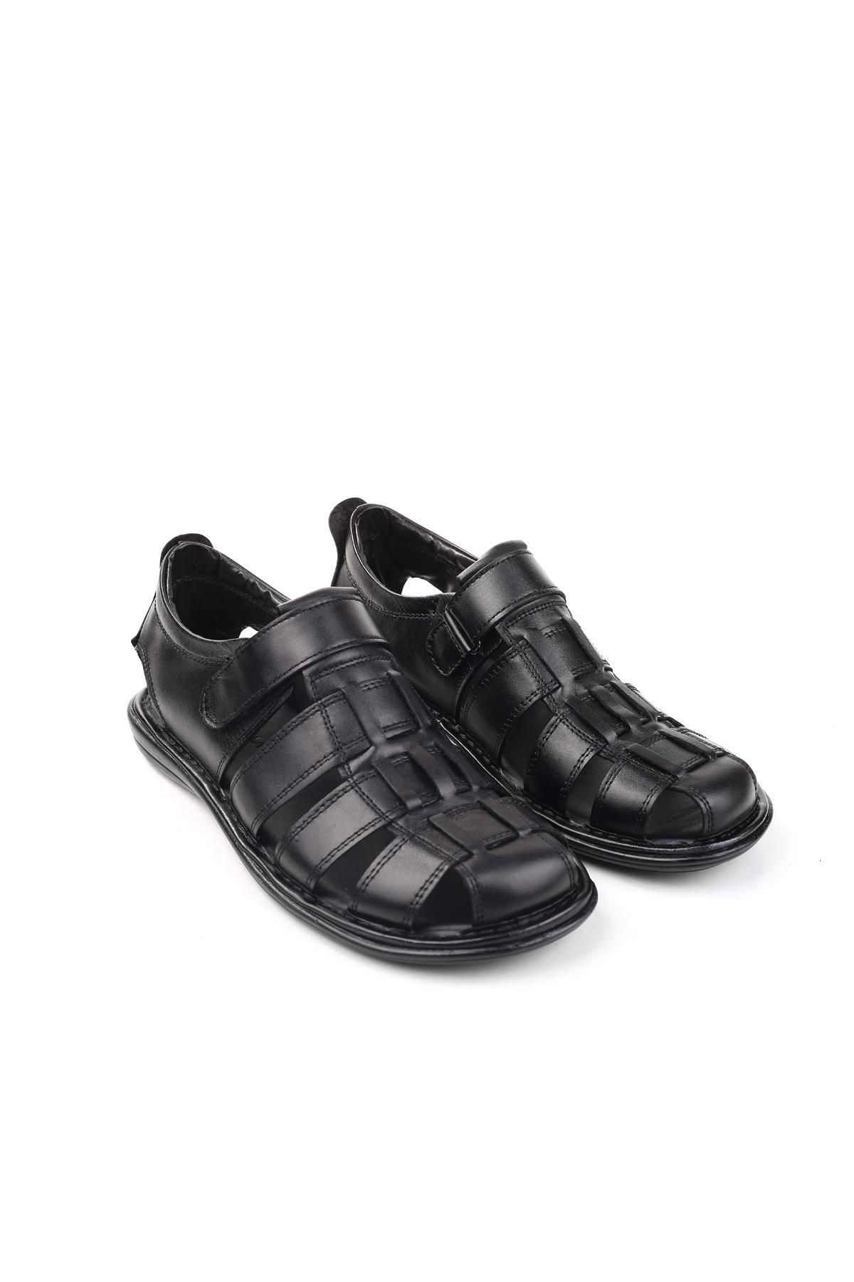 Castle Black-8520 Men's Leather Comfort Sandals 1