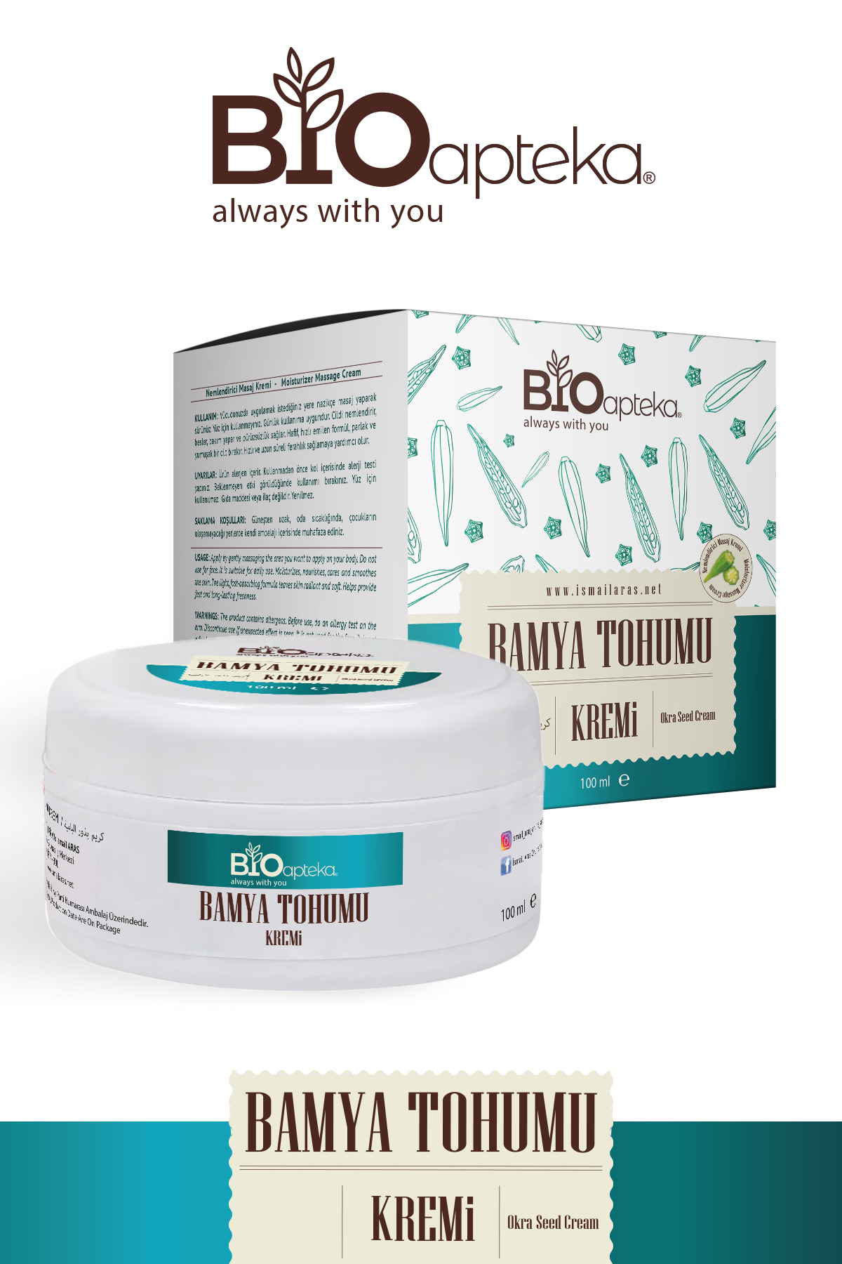 Bamya Tohumu Kremi Ağrı Kesici Krem 100 ML 2 Adet — Bio.Apteka.002 — تصویر 5 از 6