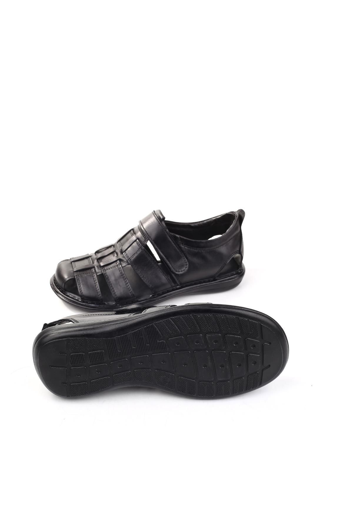 Castle Black-8520 Men's Leather Comfort Sandals 5