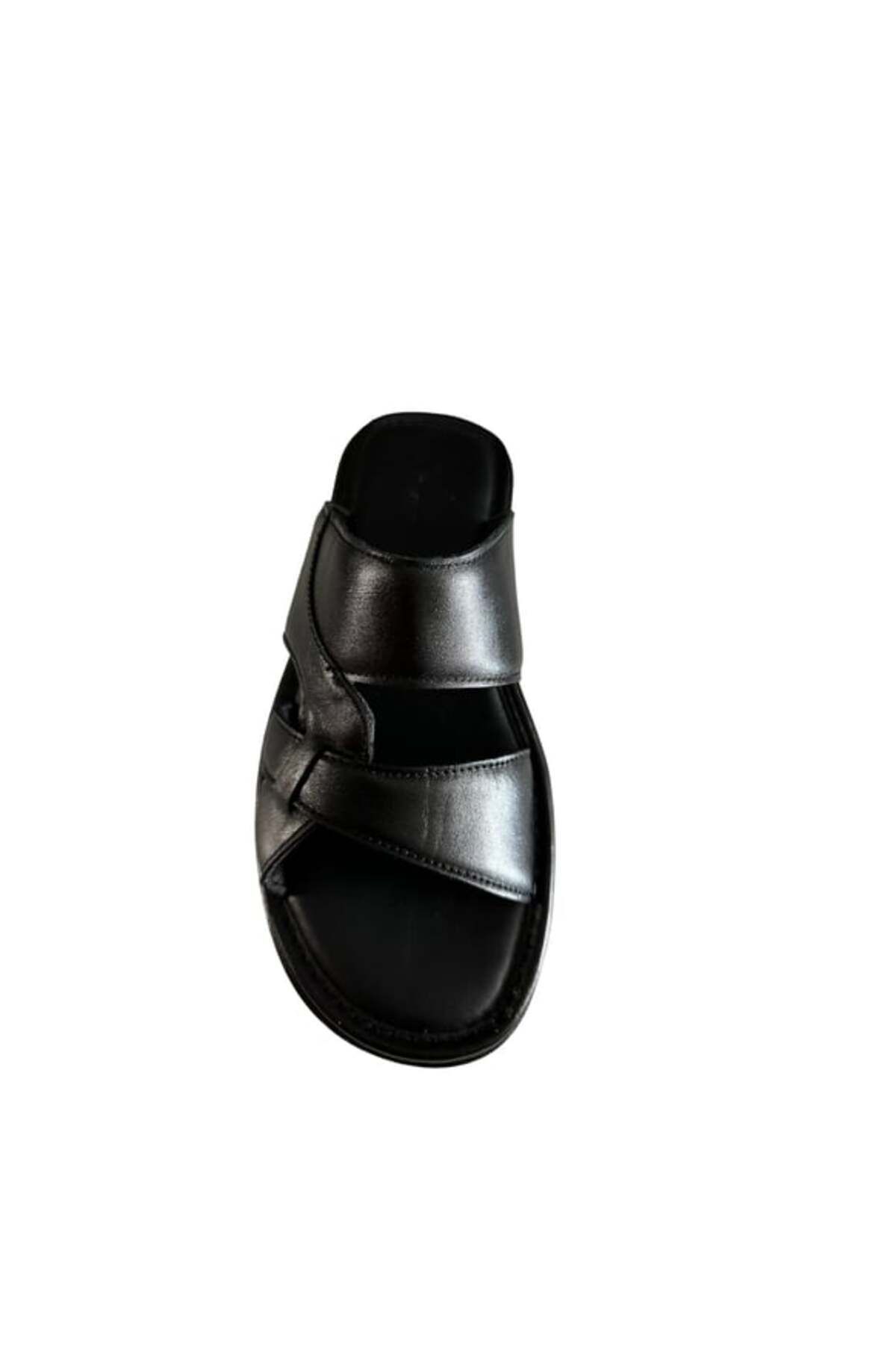 Castle Black-8521 Men's Leather Summer Comfort Slippers 2