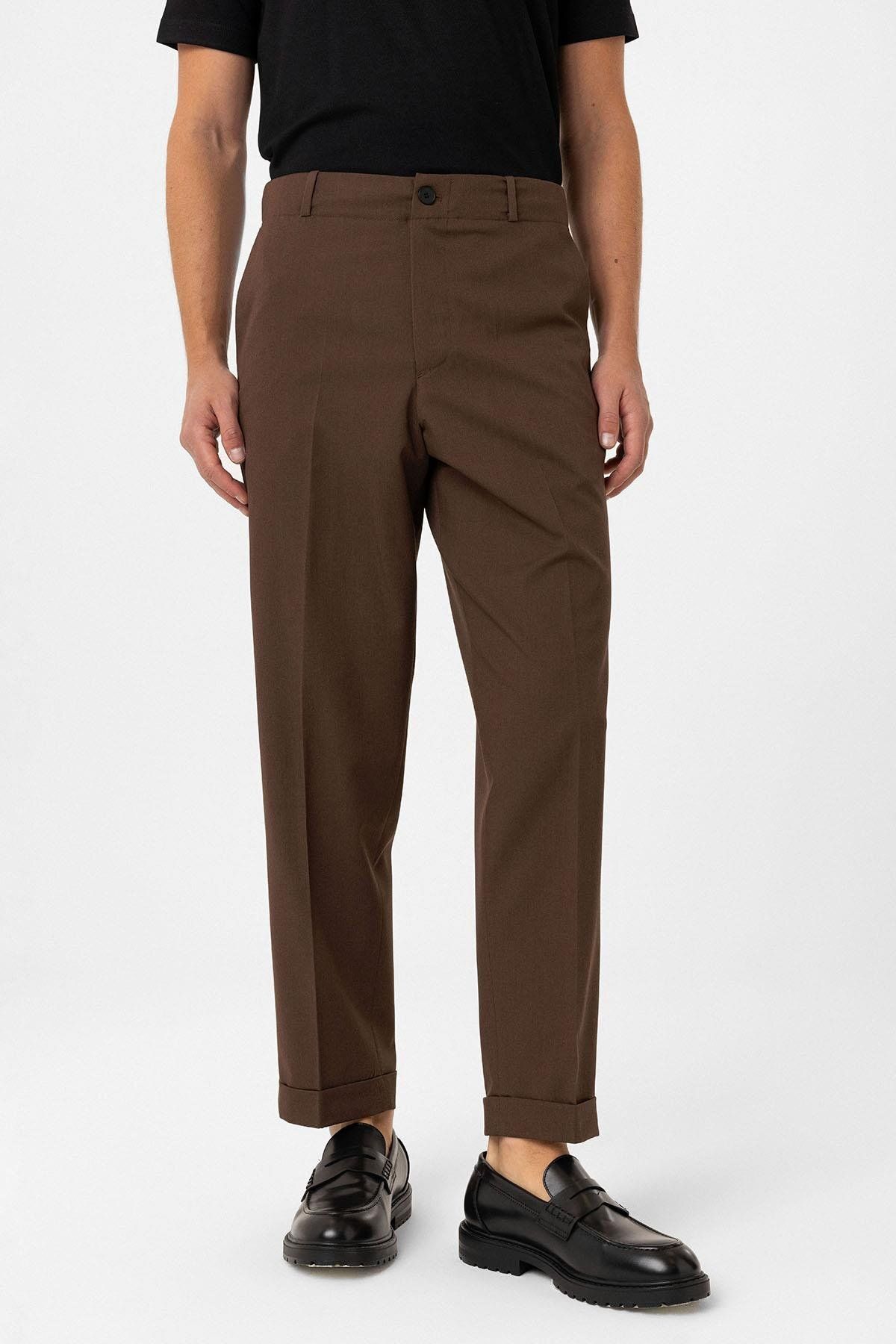 Antioch-Brown High Waist Straight Fit Men's Trousers 1