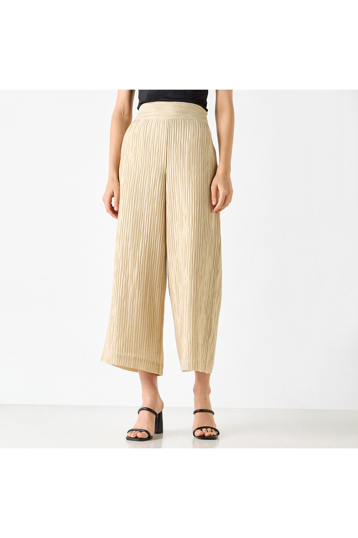 Iconic-Pleated Wide Leg Pants With Elasticated Waistband 1