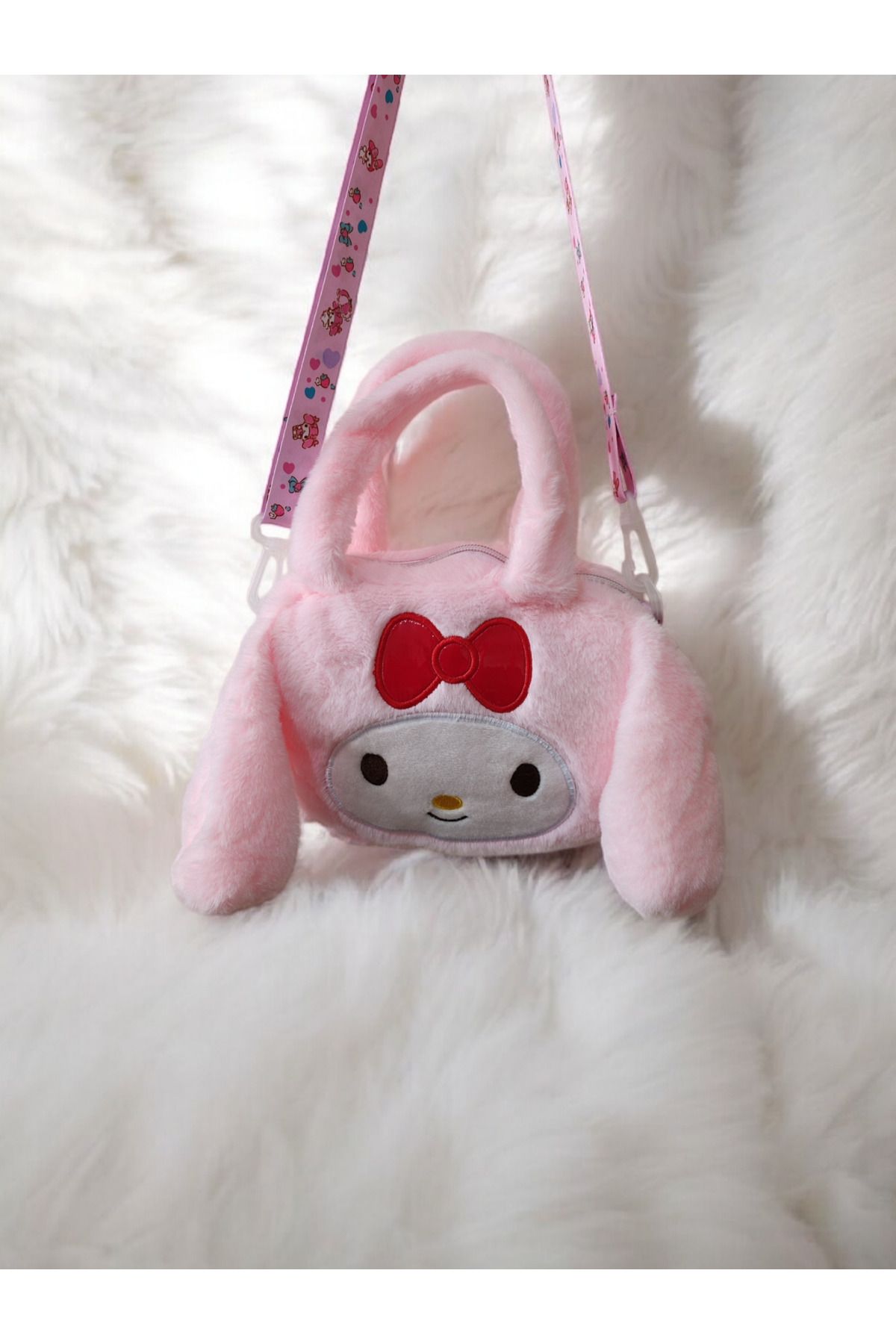 Mia Giyim-Sanrio Characters Plush Hand and Shoulder Bag Adjustable Kuromi,Melody,Cinnamoroll 4