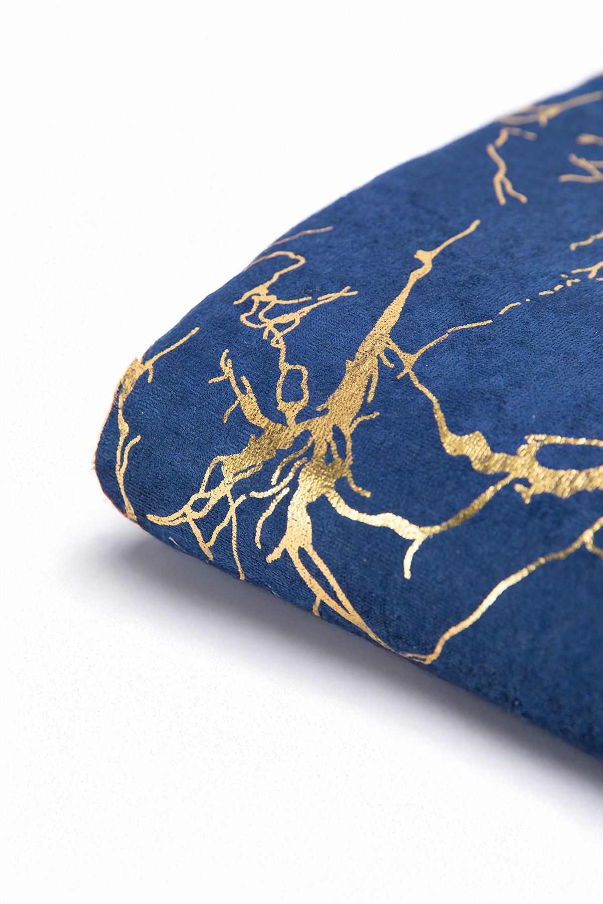 FAVORA-Marble Patterned Gold Leaf Sponge Sofa - Sofa Bed Cover 160X210 - Navy Blue 5