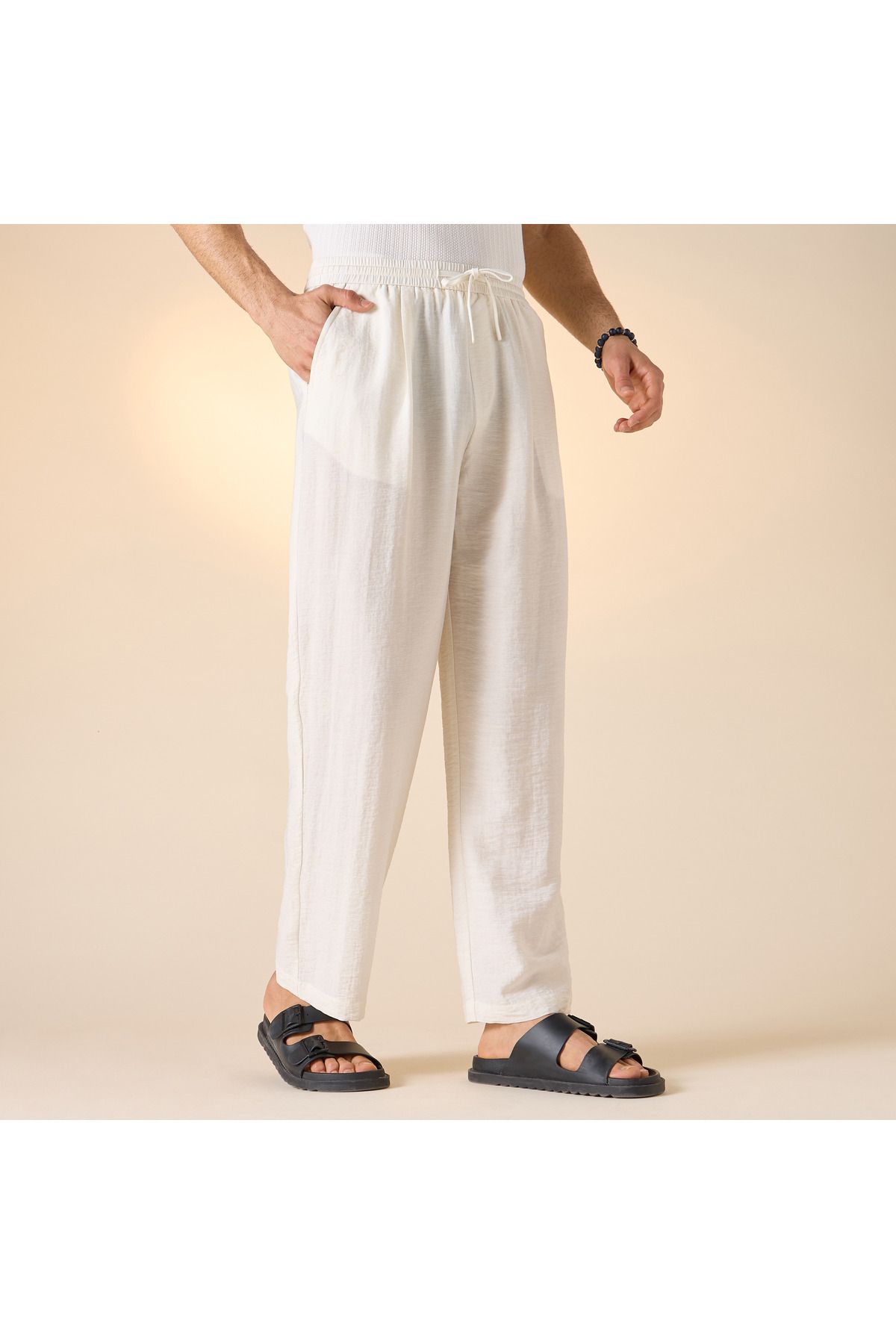 Iconic-Regular Fit Pants With Drawstring Closure And Pockets 1