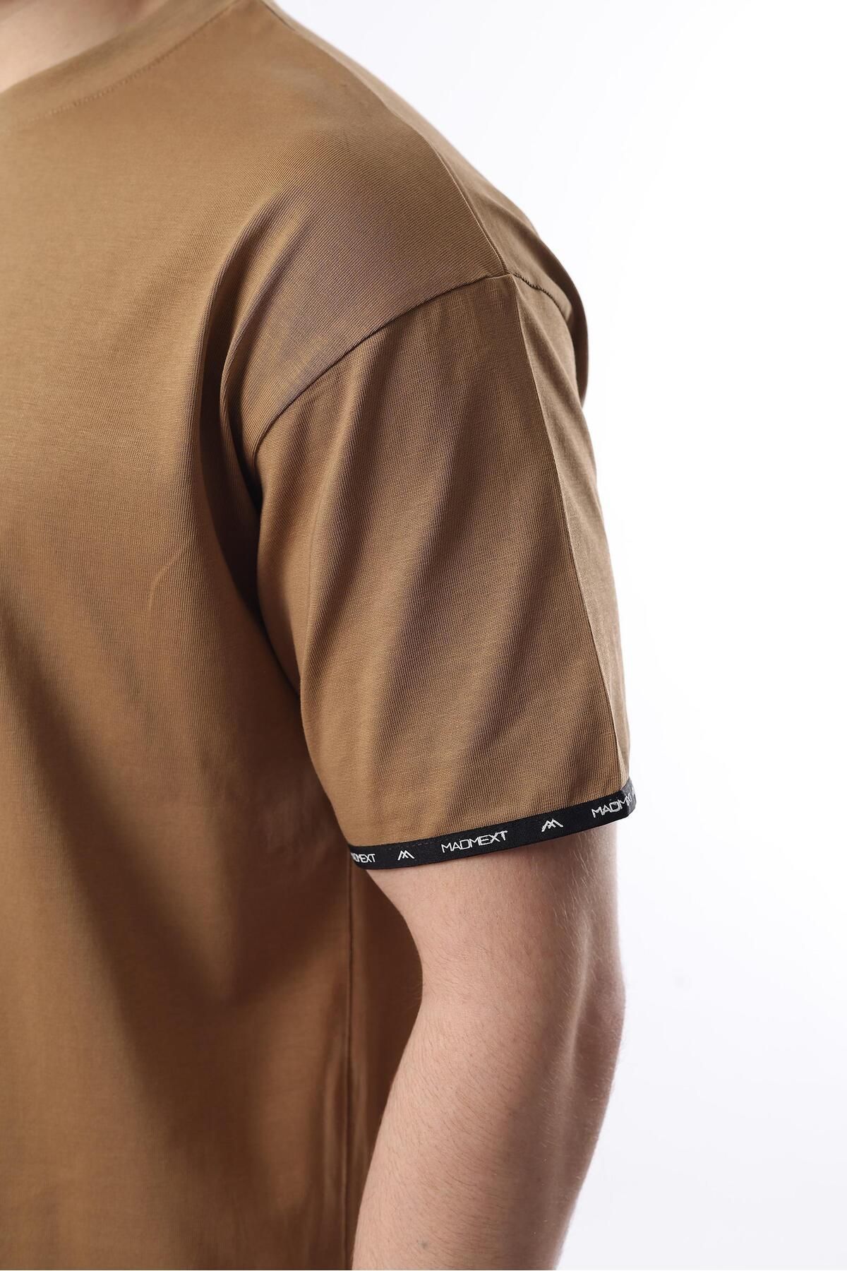 Madmext-Σετ T-Shirt ανδρικό σορτς Camel Basic E7307 3