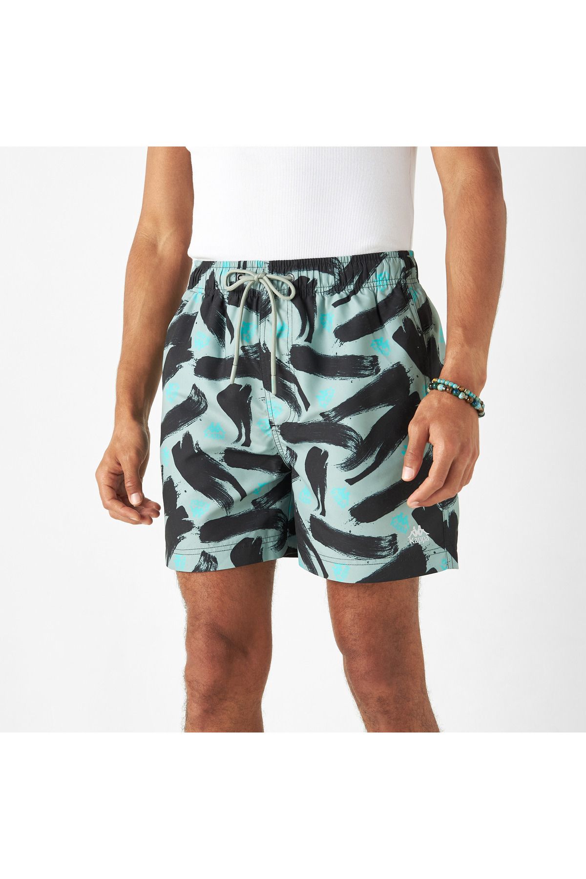 Kappa-All-over Tropical Print Swim Shorts With Pockets And Drawstring Closure 1