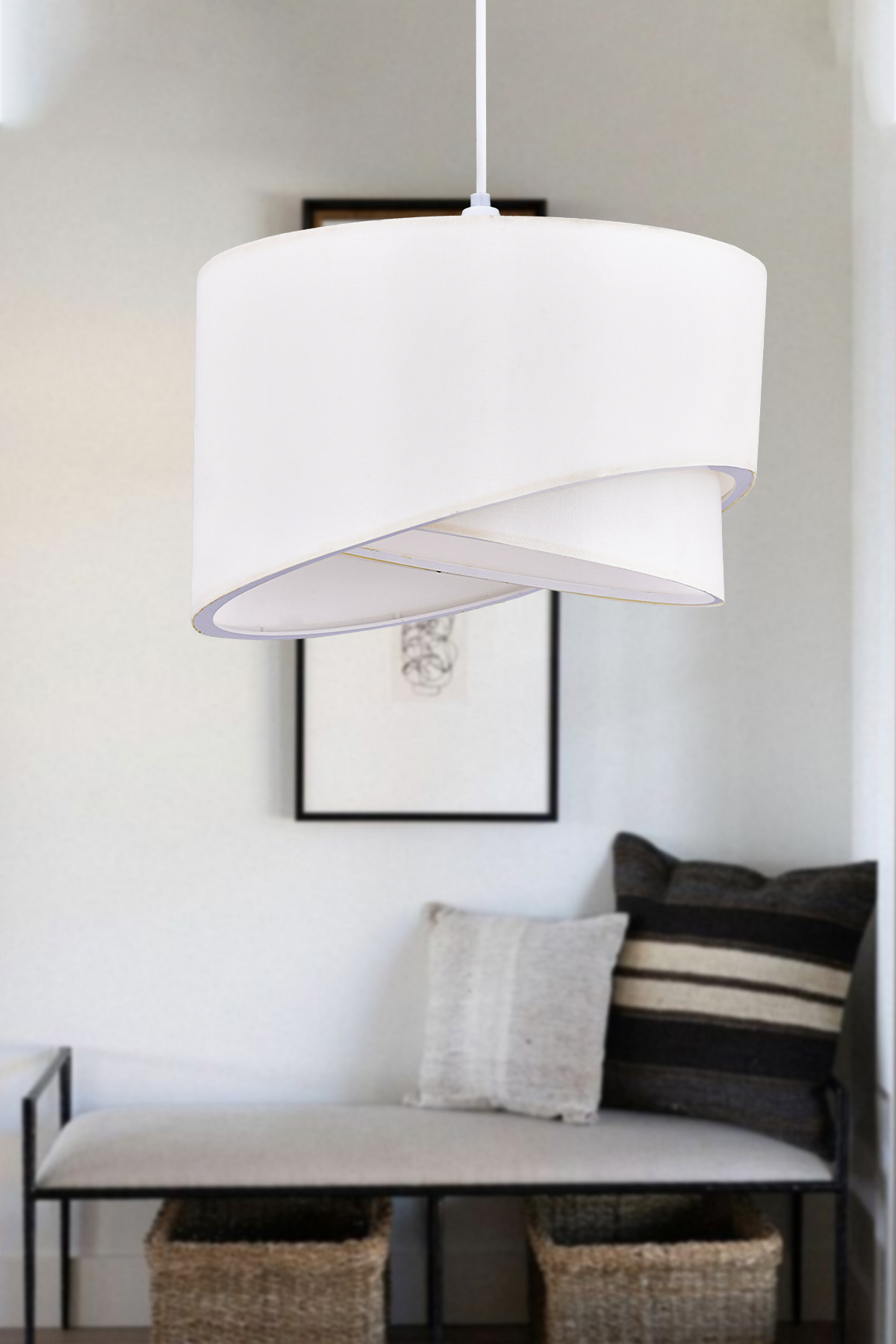 Ellipse 2 Tier Fabric Cake Chandelier Kids Room Bedroom Living Room Kitchen Hall