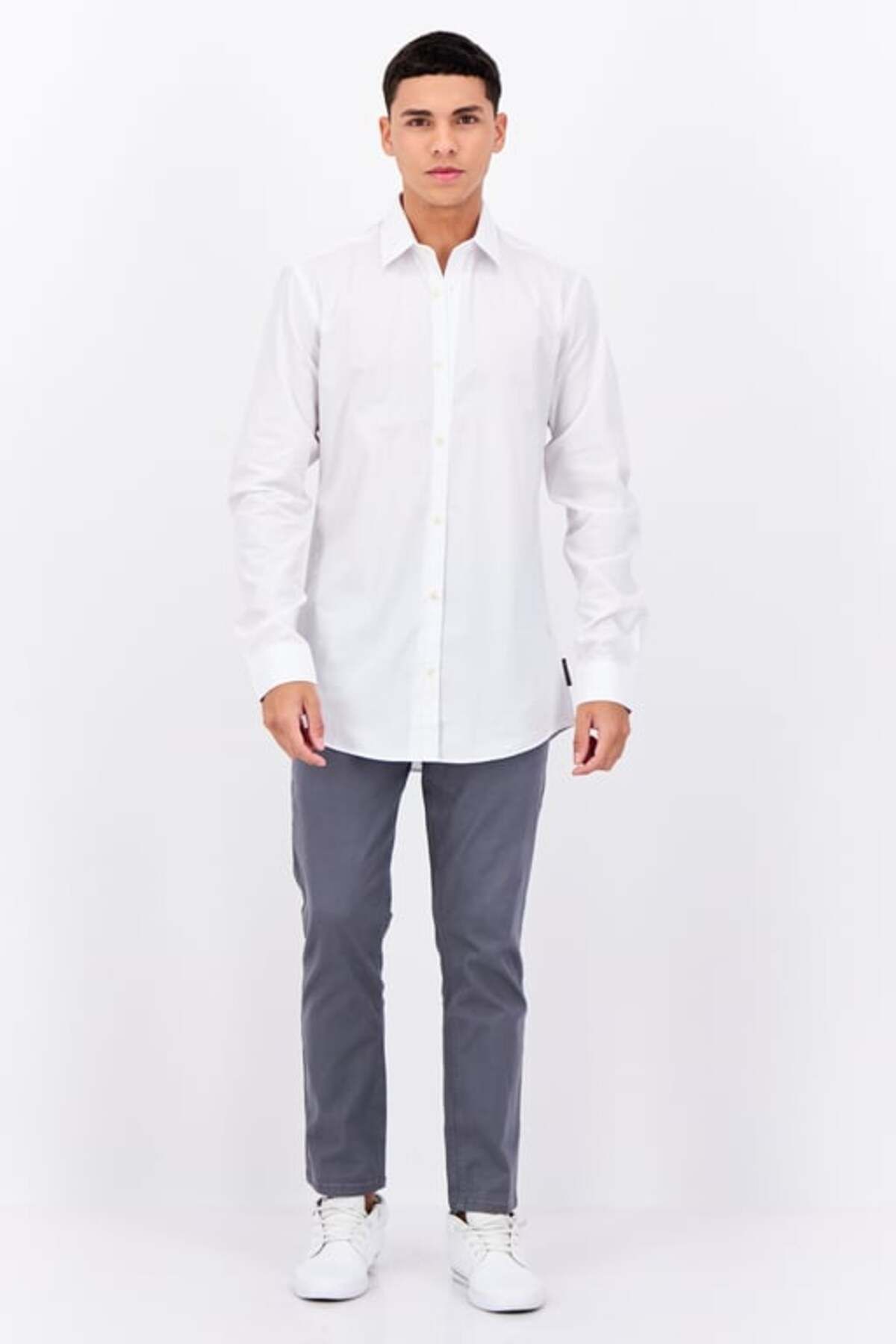 French Connection-Men 2 Pcs Regular Fit Plain Long Sleeves Casual Shirt, White 6