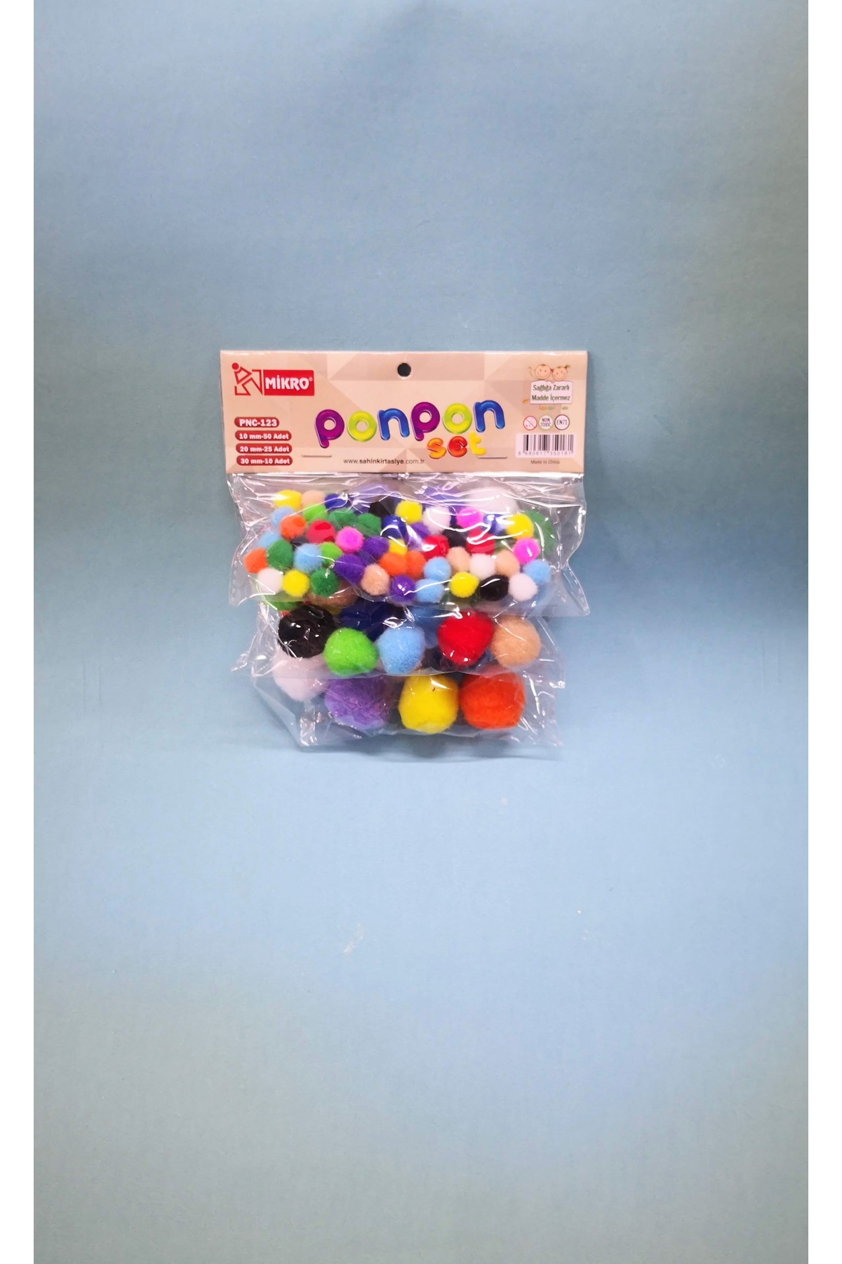 Mikro Renkli Ponpon Küçük, Orta, Büyük Boy Anaokulu Özel Eğitim