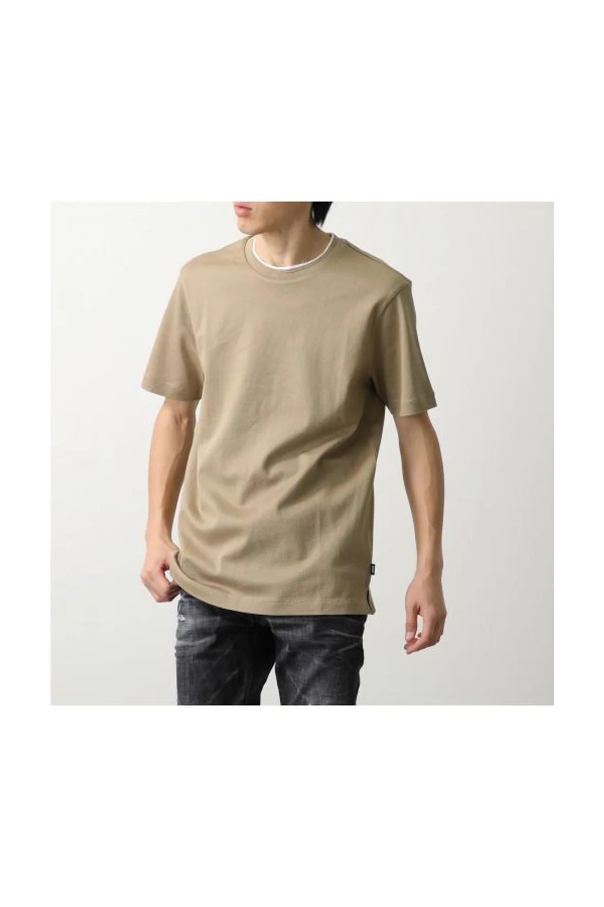 BOSS-Men's Round Neck Brand Logo Beige T-Shirt 50524998 -275 1