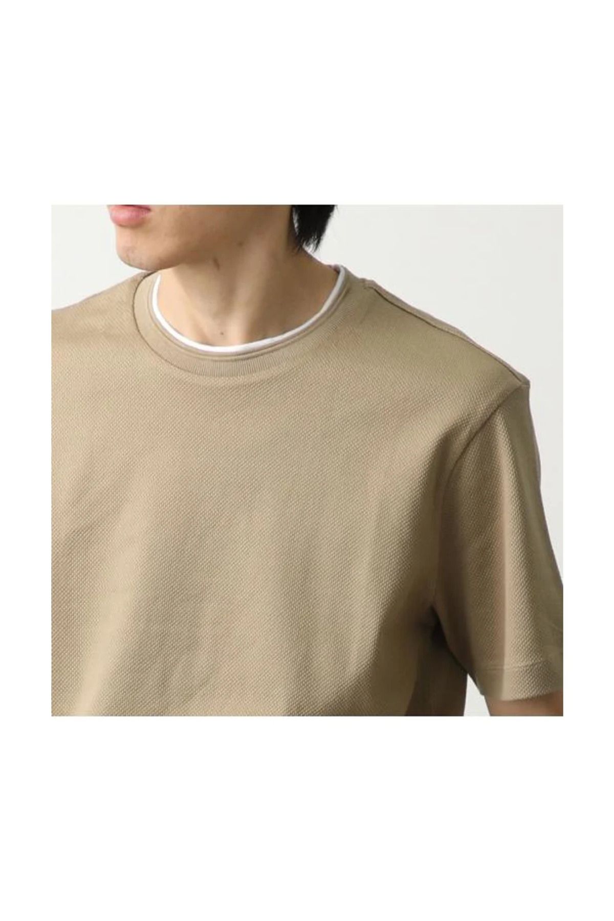 BOSS-Men's Round Neck Brand Logo Beige T-Shirt 50524998 -275 3