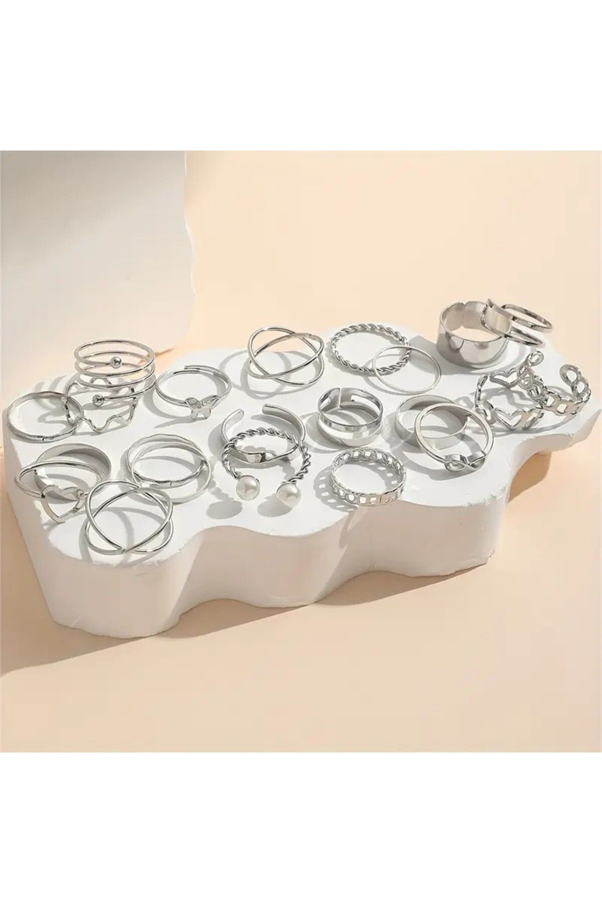 Le Manolia Accessories-Multiple Combination Joint Ring Set Female Ring Multiple Ring Set Ring Set with Pearls 3