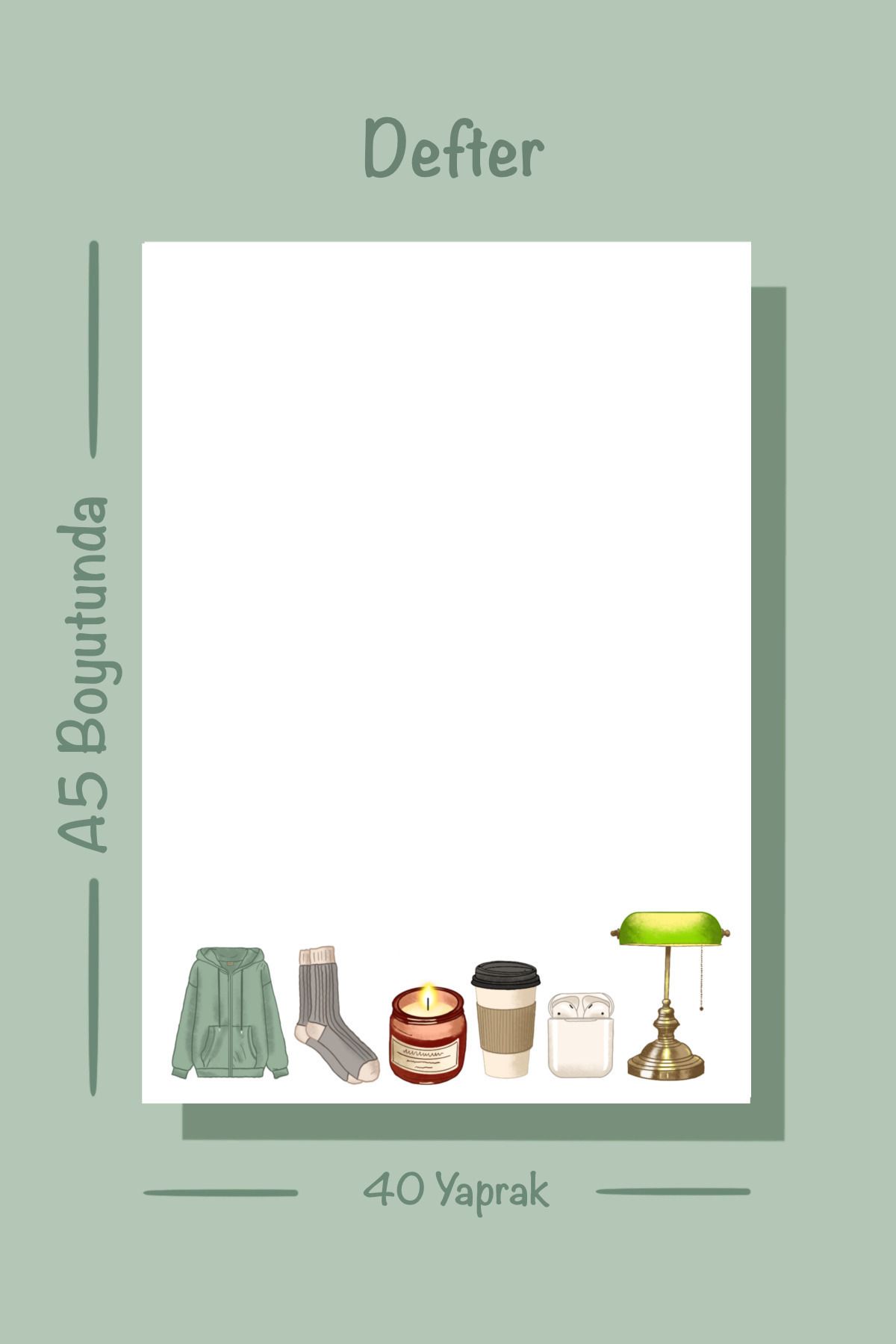 Handeto Kraft-Cozy Themed Notepad Pull Pull Notebook, Glue Memo Pad, A5 Notebook, Unlined Notebook 6