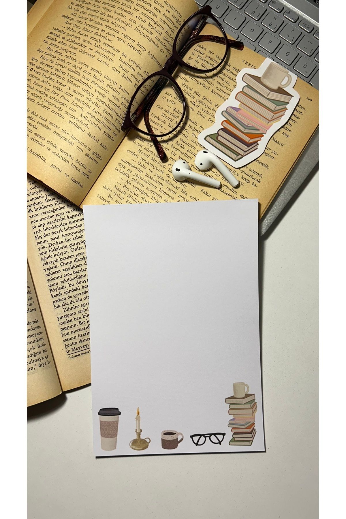Handeto Kraft-A5 Book Coffee Notepad - Check Pluck Notebook with Glue Memo Pad and No Line Notebook 3