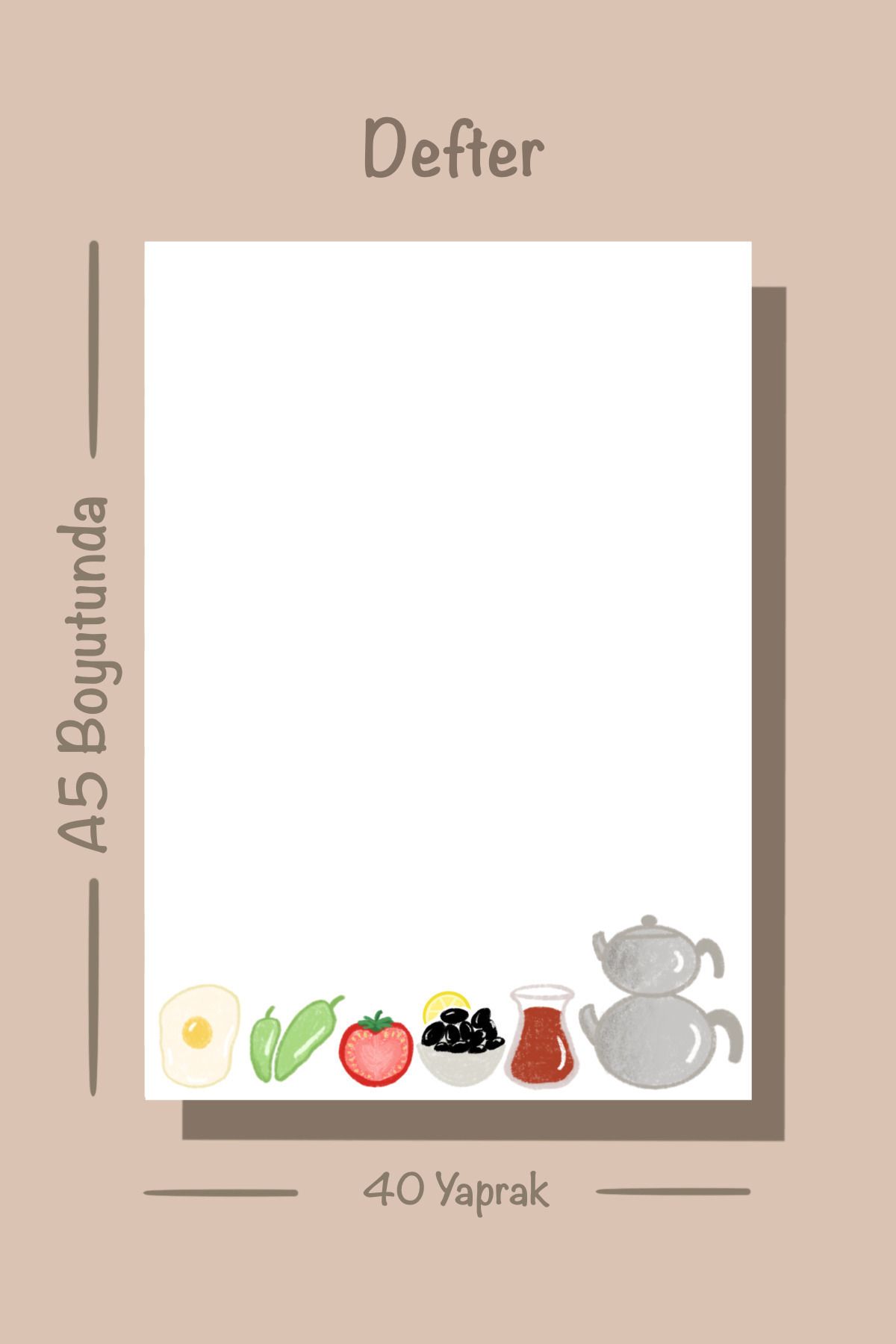 Handeto Kraft-Breakfast Themed A5 Notebook with Glue - Check Pluck Notepad and No Line Memo Pad 6