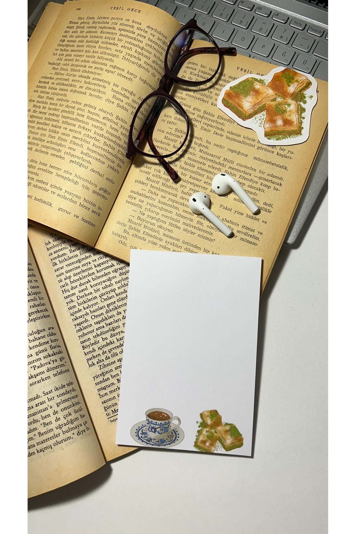 Handeto Kraft-Baklava Turkish Coffee Memo Pad Notepad Check Pluck Notebook, Glue Memo Pad, A6 Notebook, Unlined Notebook 2