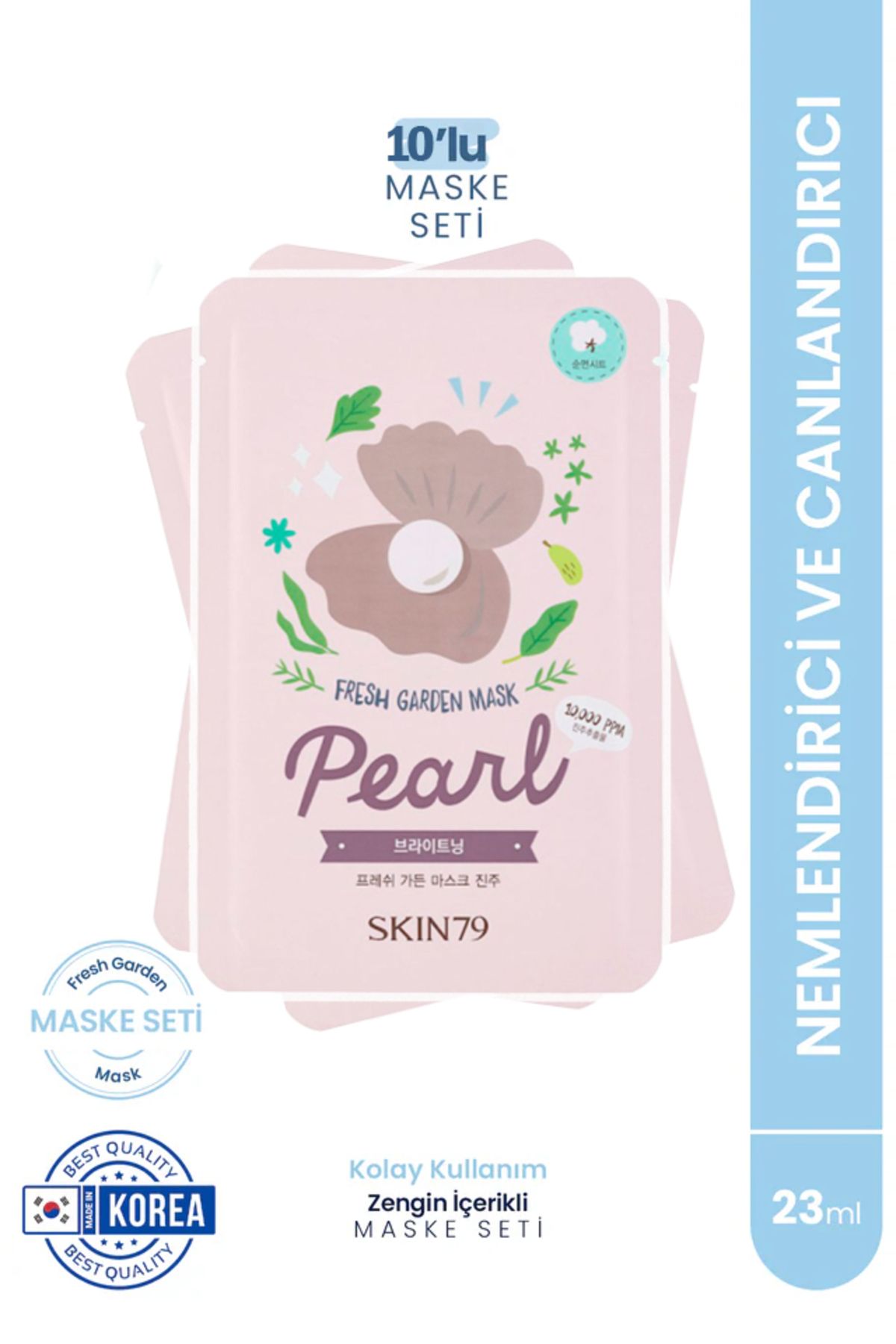 Skin79 Fresh Garden Mask Pearl -Nemlendici ve Canlandırıcı Kağıt Maske Seti 10'lu